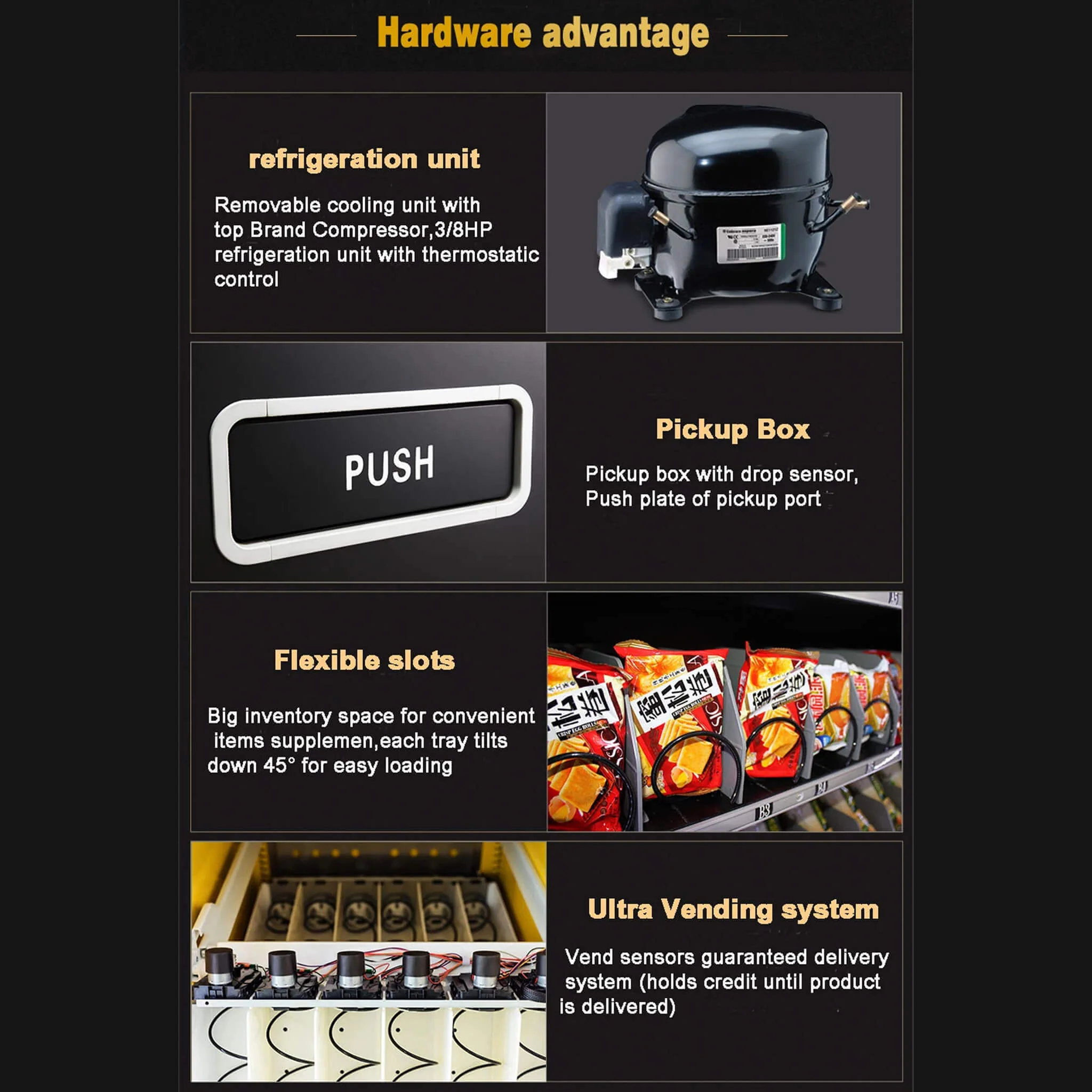 Epx Extra Large 6FT Snacks And Drinks Combo Vending Machine With Dual Zone Refrigeration And Bill Acceptor - Image 3