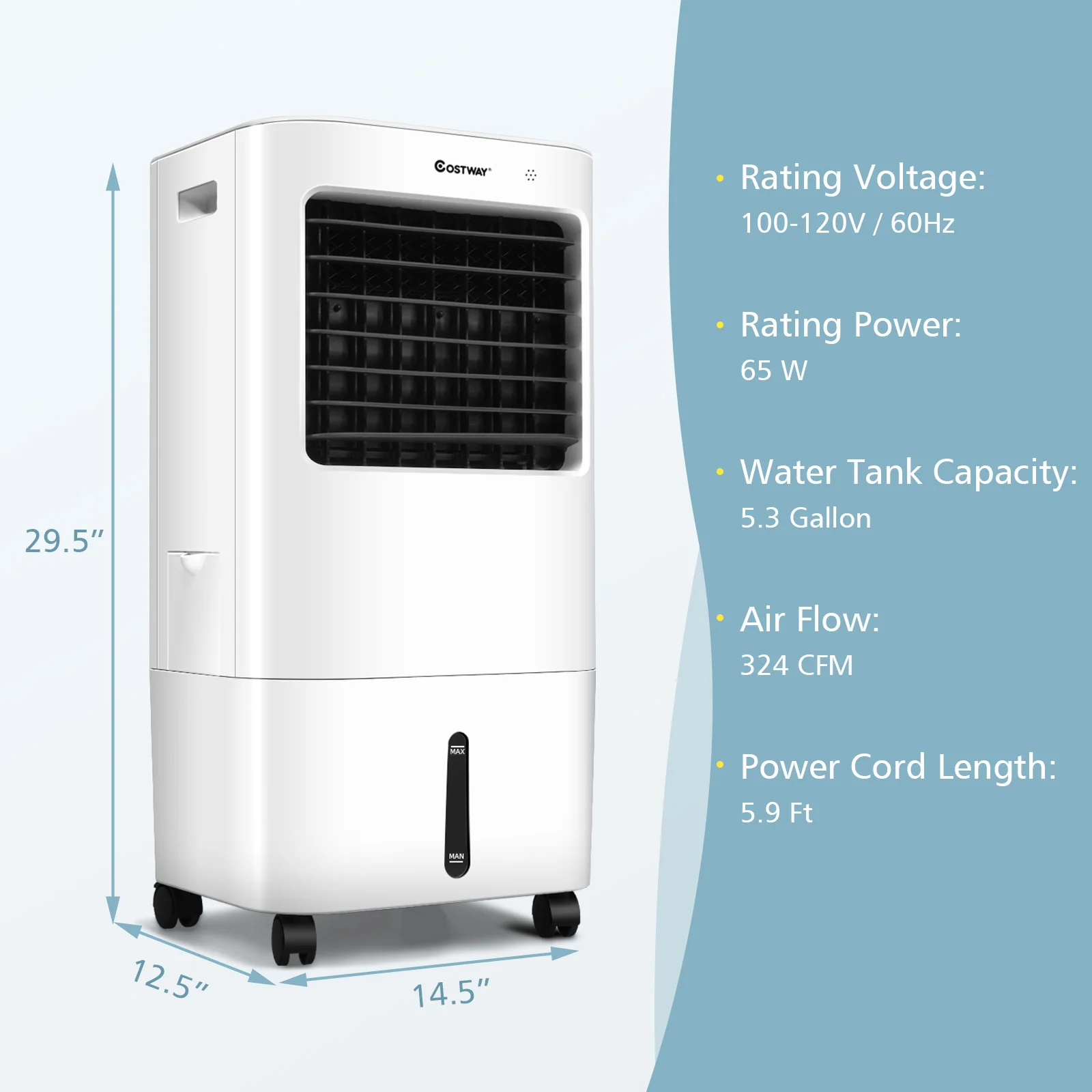 Evaporative Portable Air Cooler Fan w/ Remote Control-White - Image 4