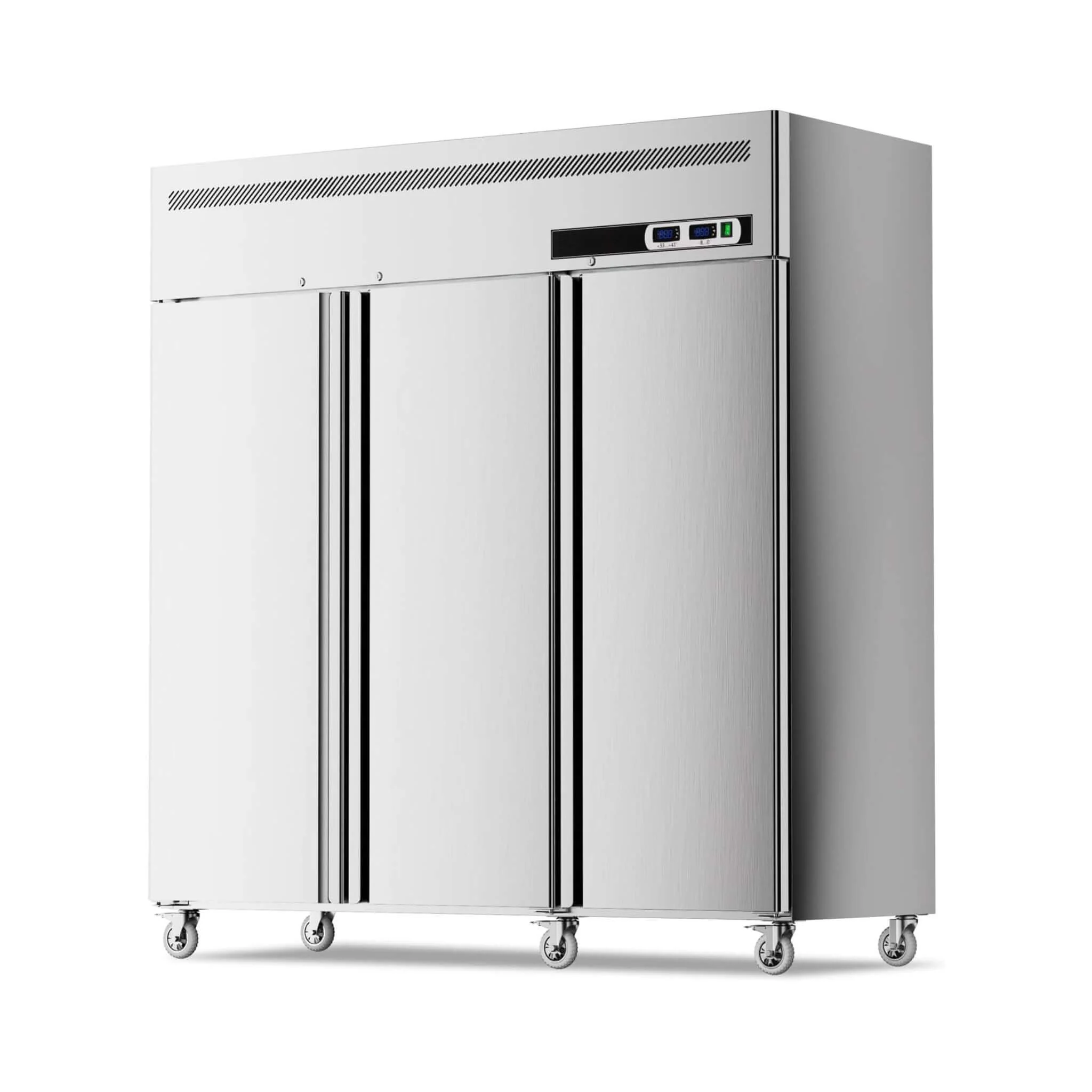 Extra-Large 72-Inch 54 Cu.Ft Commercial 3-Door Upright Reach-In Freezer Refrigerator Combo with Wheels - Image 2