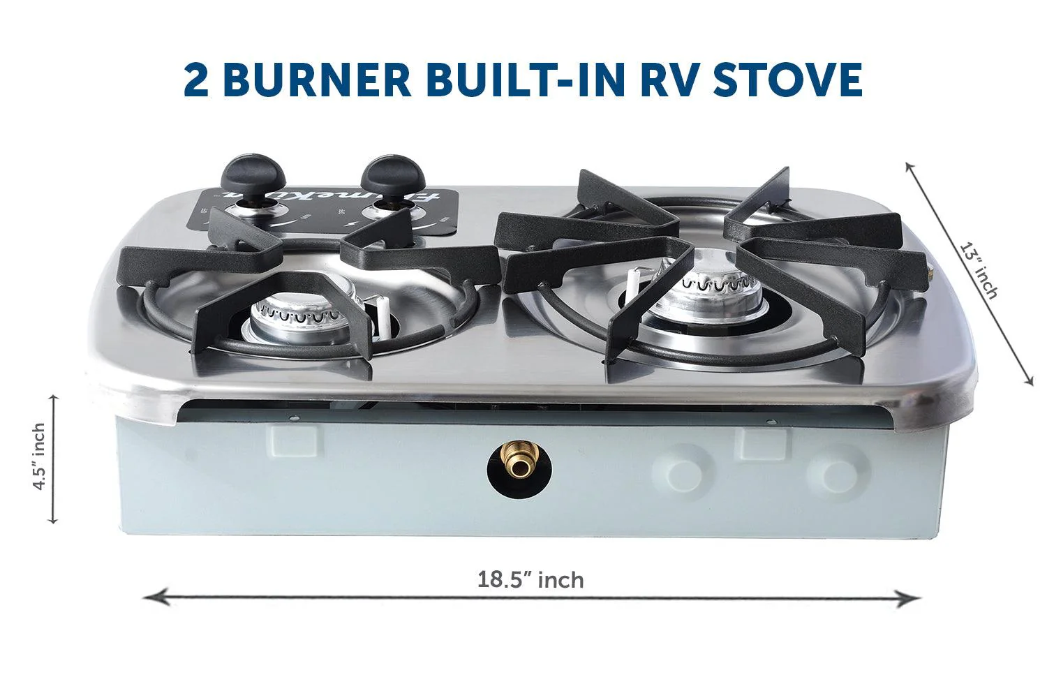 Flame King 2 Burner Built-In RV Trailer Stove with Wind Shield - Image 3