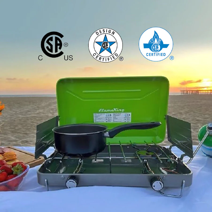 Flame King 2 Burner Portable Propane Gas Camping Stove Grill - Image 12
