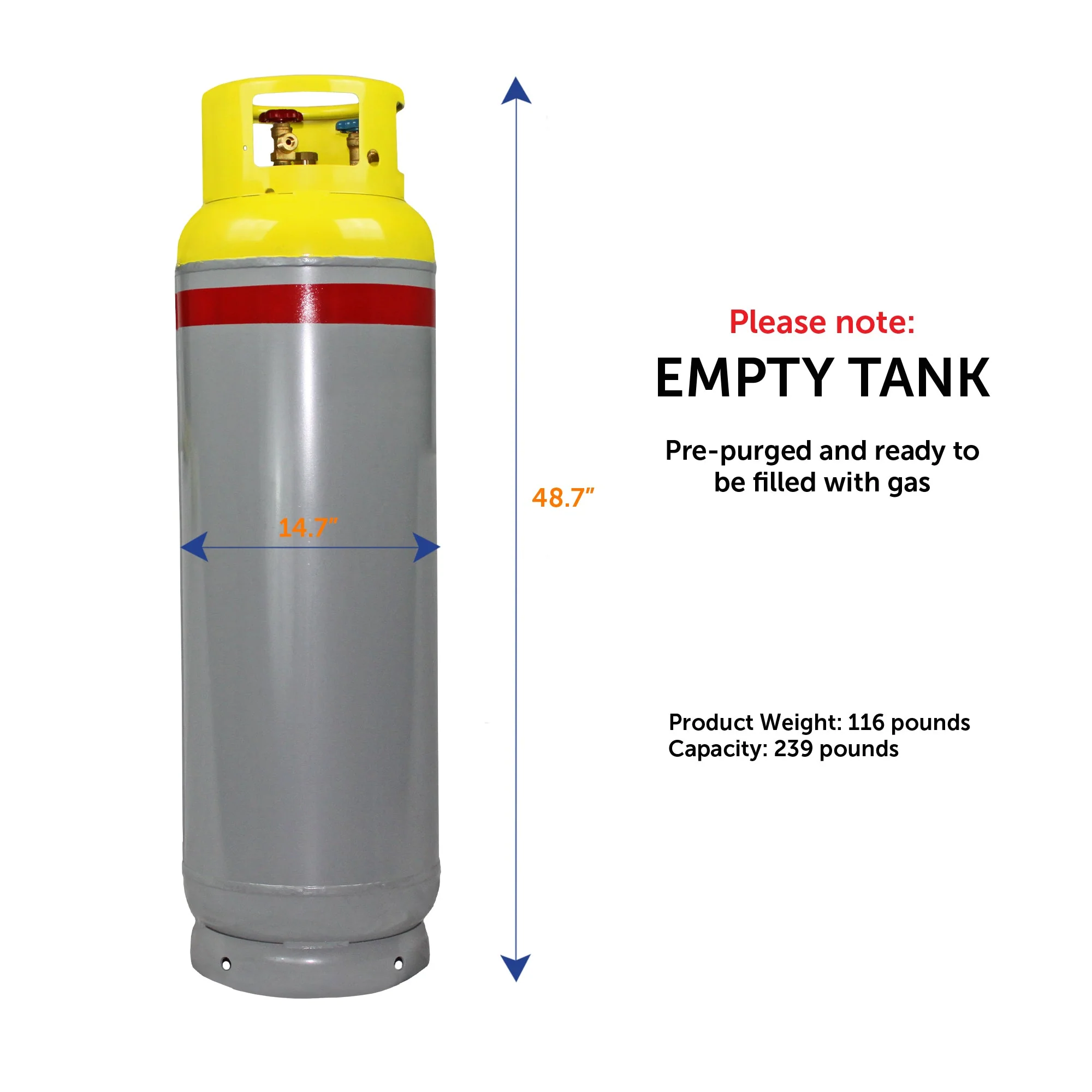 Flame King 239lb Refrigerant Tank Recovery Cylinder 400 PSI For A2L Refrigerants - Image 3