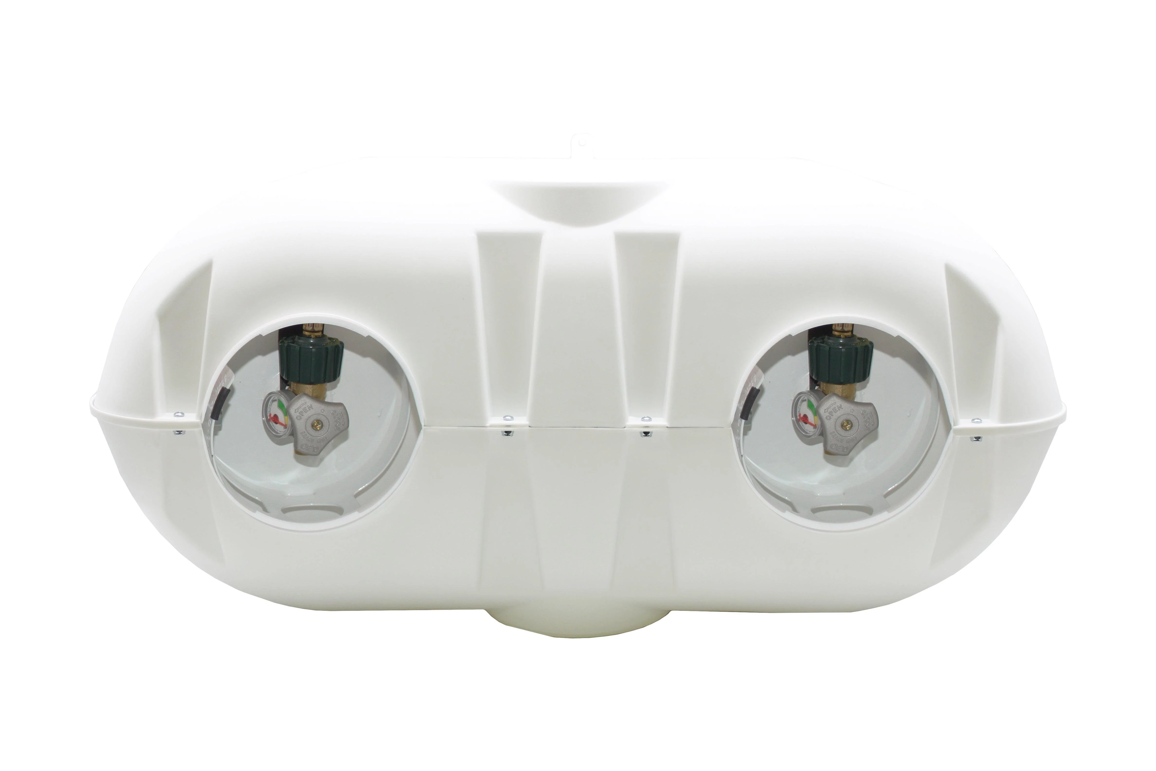 Flame King Dual 20LB LP Propane Tank Light Plastic Heavy Duty Cover Rv Trailer White - Image 2