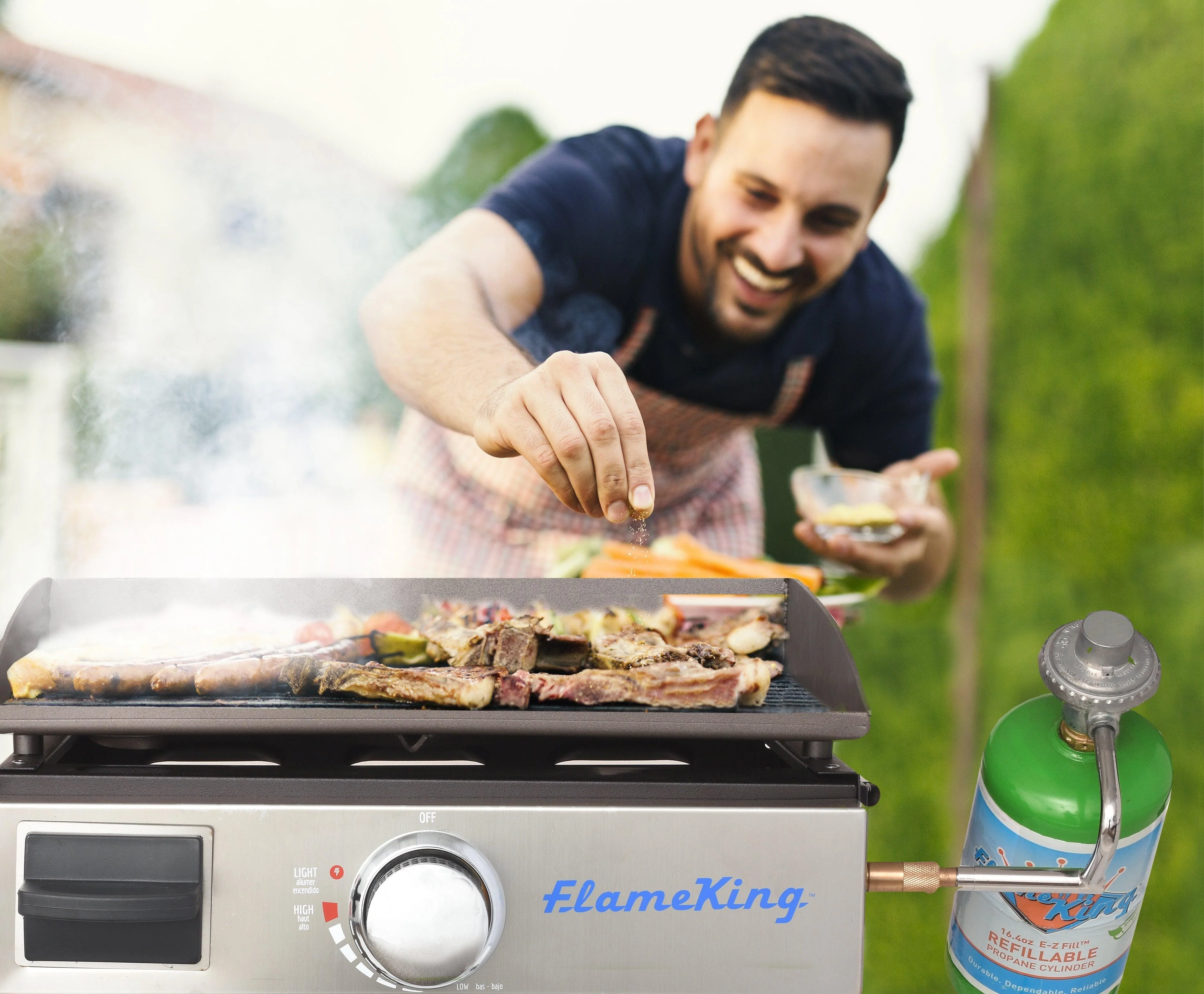 Flame King Flat Top Portable Propane Cast Iron Grill Griddle - Image 7
