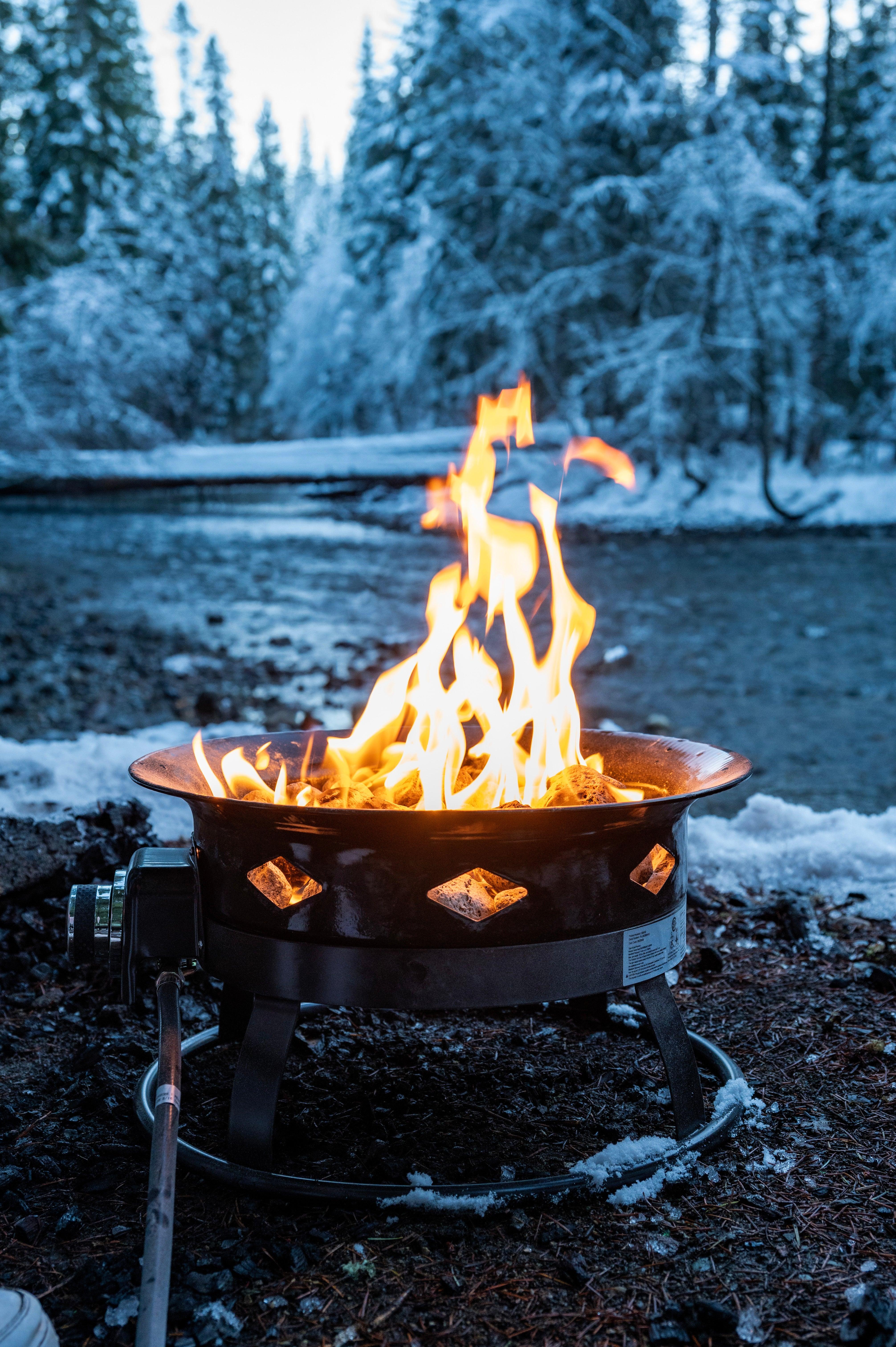 Flame King Outdoor Portable Propane Gas 24" Fire Pit Bowl with Self Igniter Cover Carry Straps - Image 3