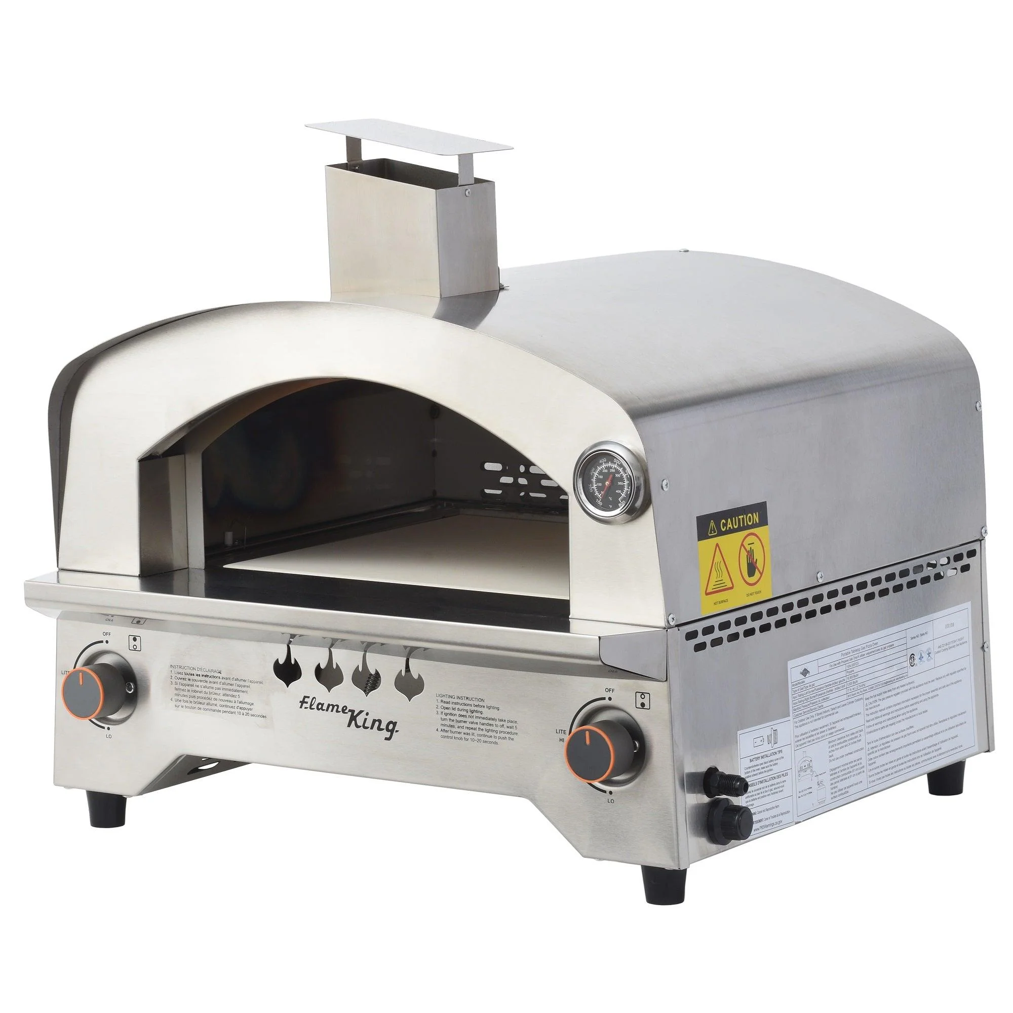 Flame King Outdoor Portable Stainless Steel Propane Pizza Oven Gas With Stone - Image 8