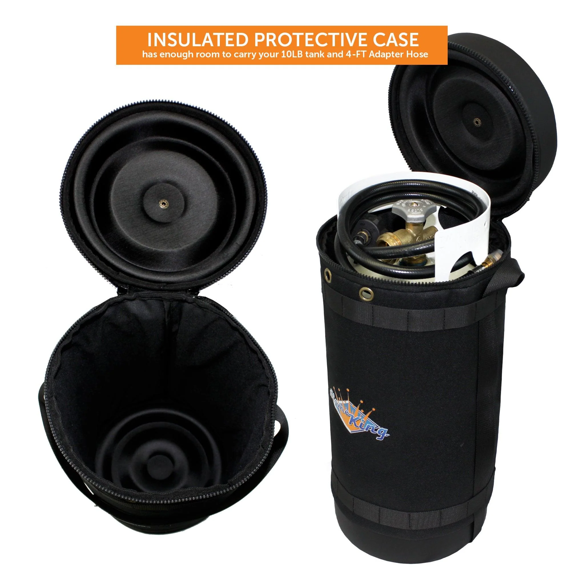 Flame King Propane Gas Hauler Kit 10lb Propane Tank, Adapter Hose and Insulated Protective Carry Case - Image 9