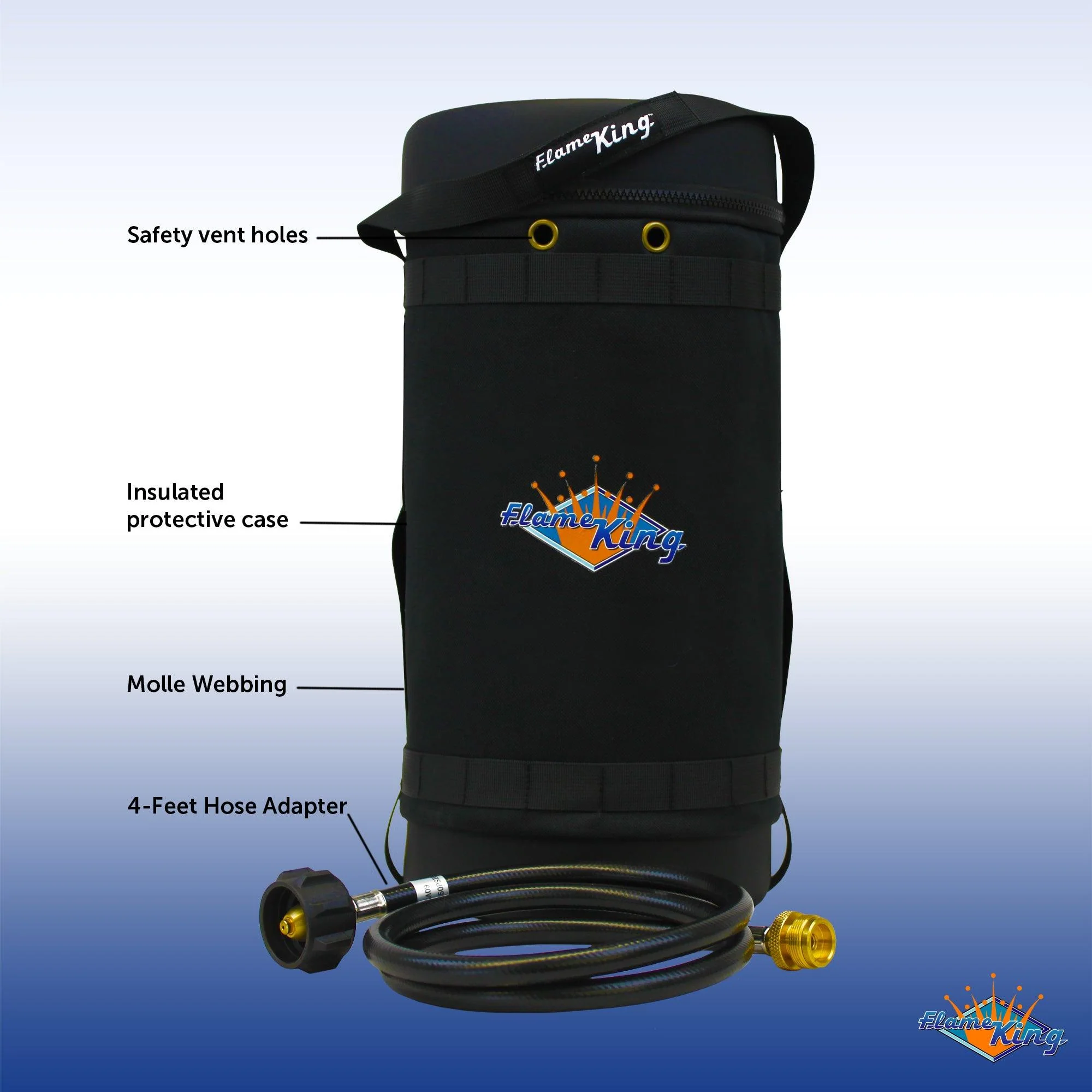 Flame King Propane Gas Hauler Kit-Insulated Protective Carry Case for 10lb Propane Tank plus Adapter Hose - Image 4