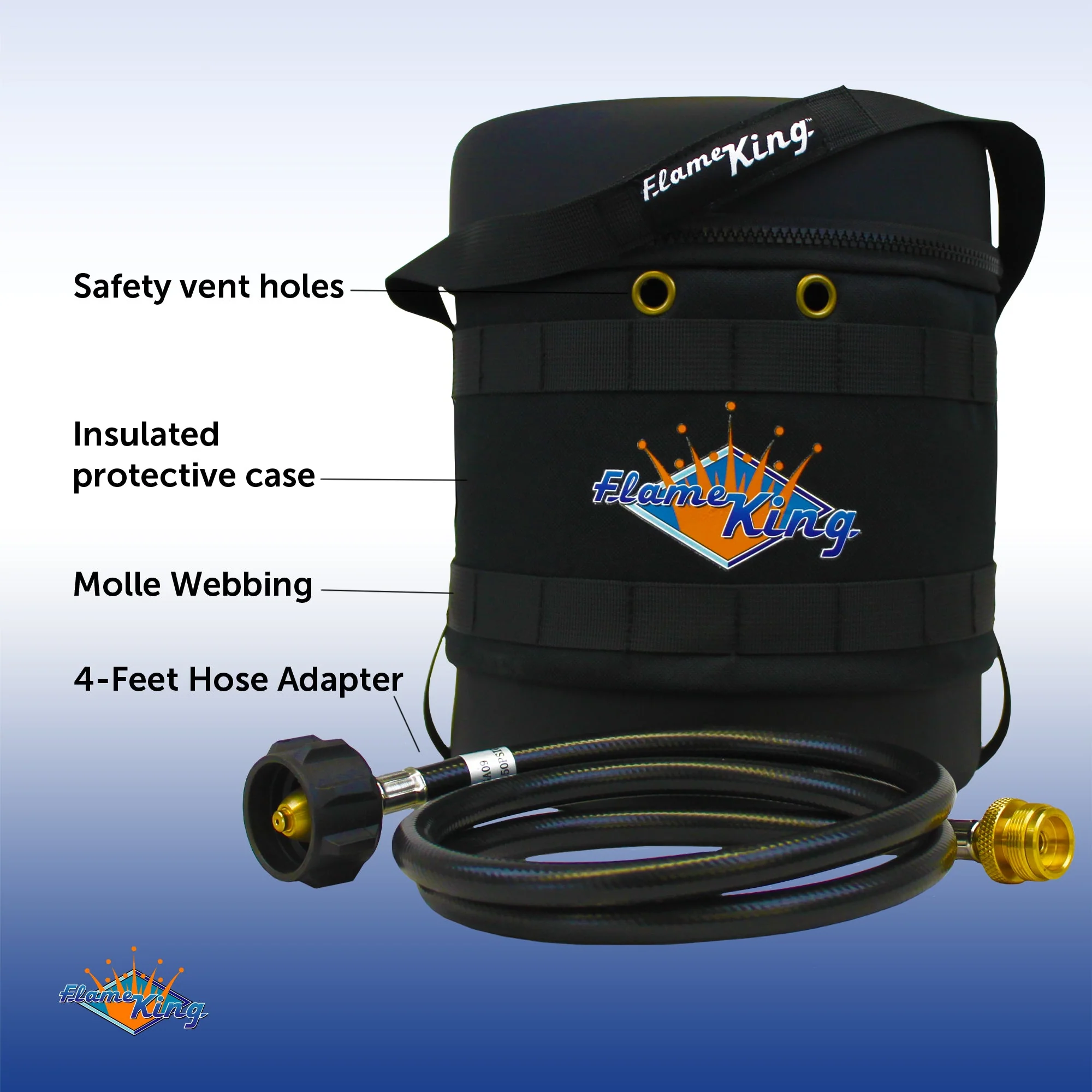 Flame King Propane Gas Hauler Kit-Insulated Protective Carry Case for 3lb Propane Tank plus Adapter Hose - Image 5