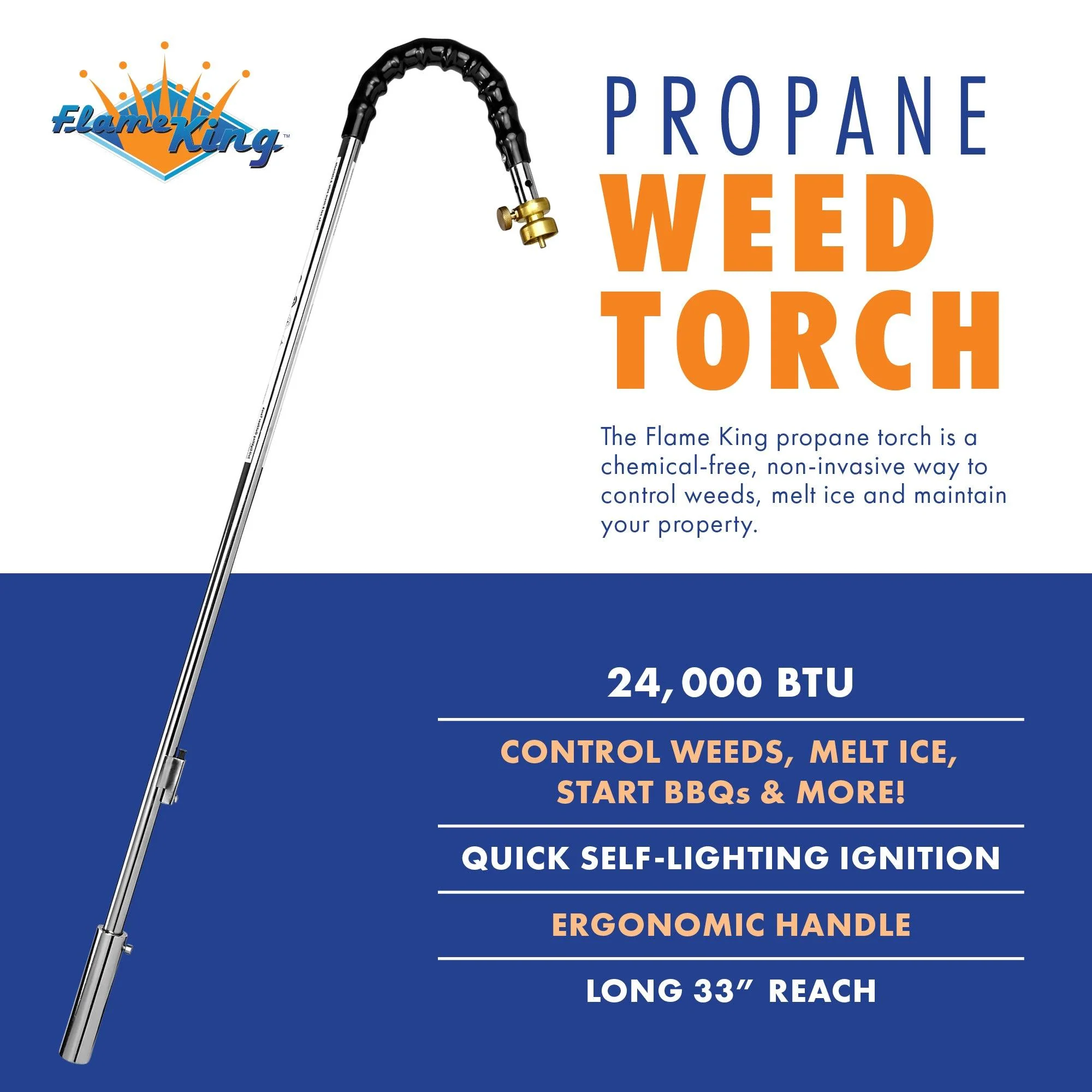 Flame King Propane Torch Weed Burner with Integrated Lighter - Image 5