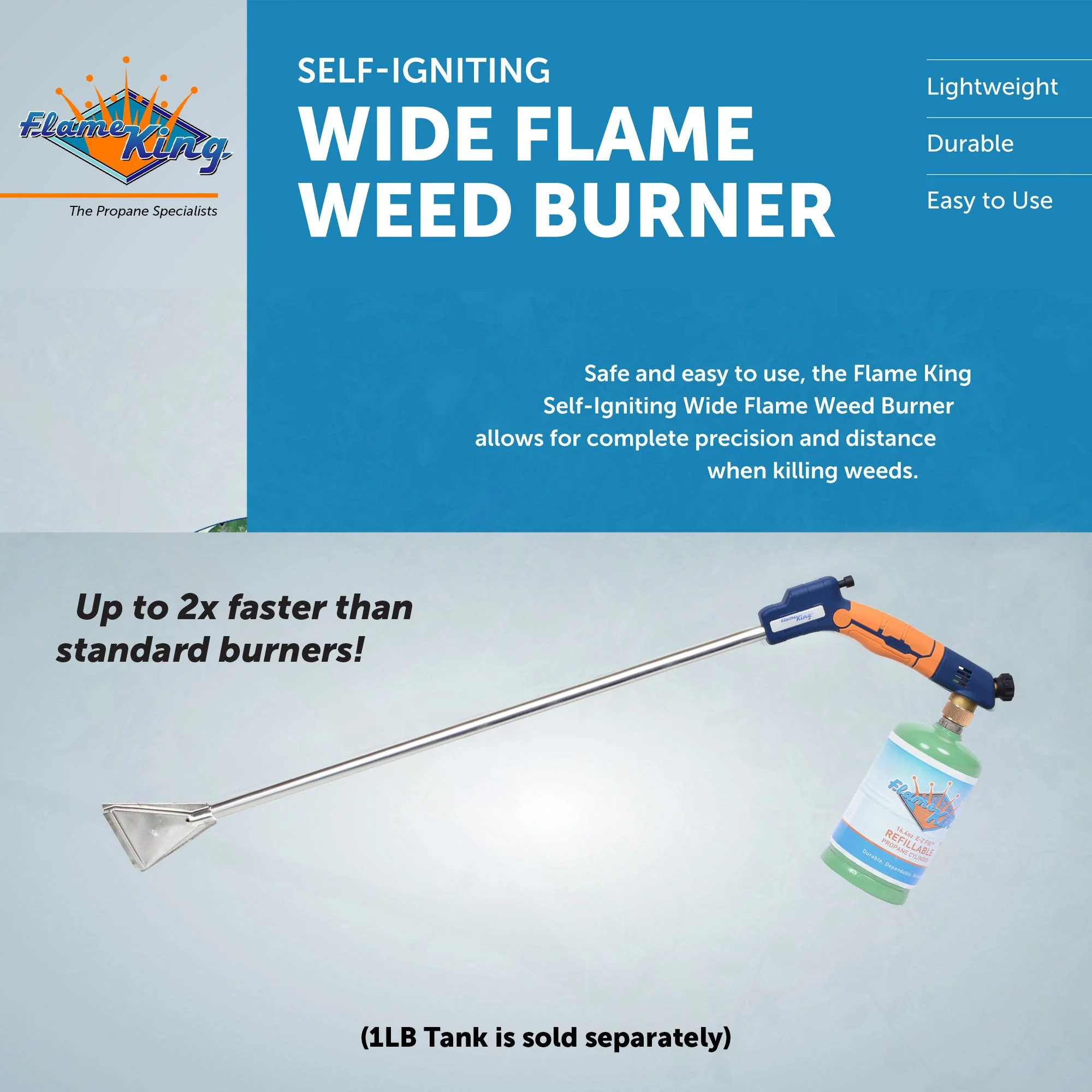 Flame King Propane Torch Wide Flame Weed Burner with Integrated Push Button Igniter - Image 8