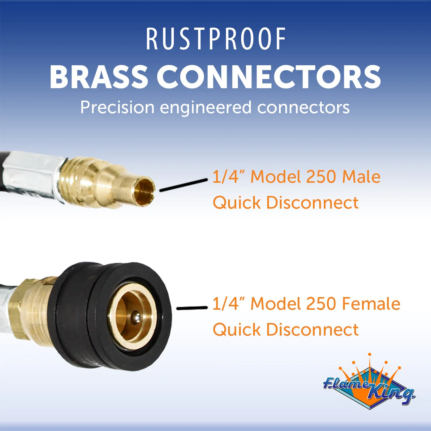 Flame King RV, Van, Trailer, Dual Quick Connect Hose, LP Gas Only, 48 inch, 1/4 inch - Image 3