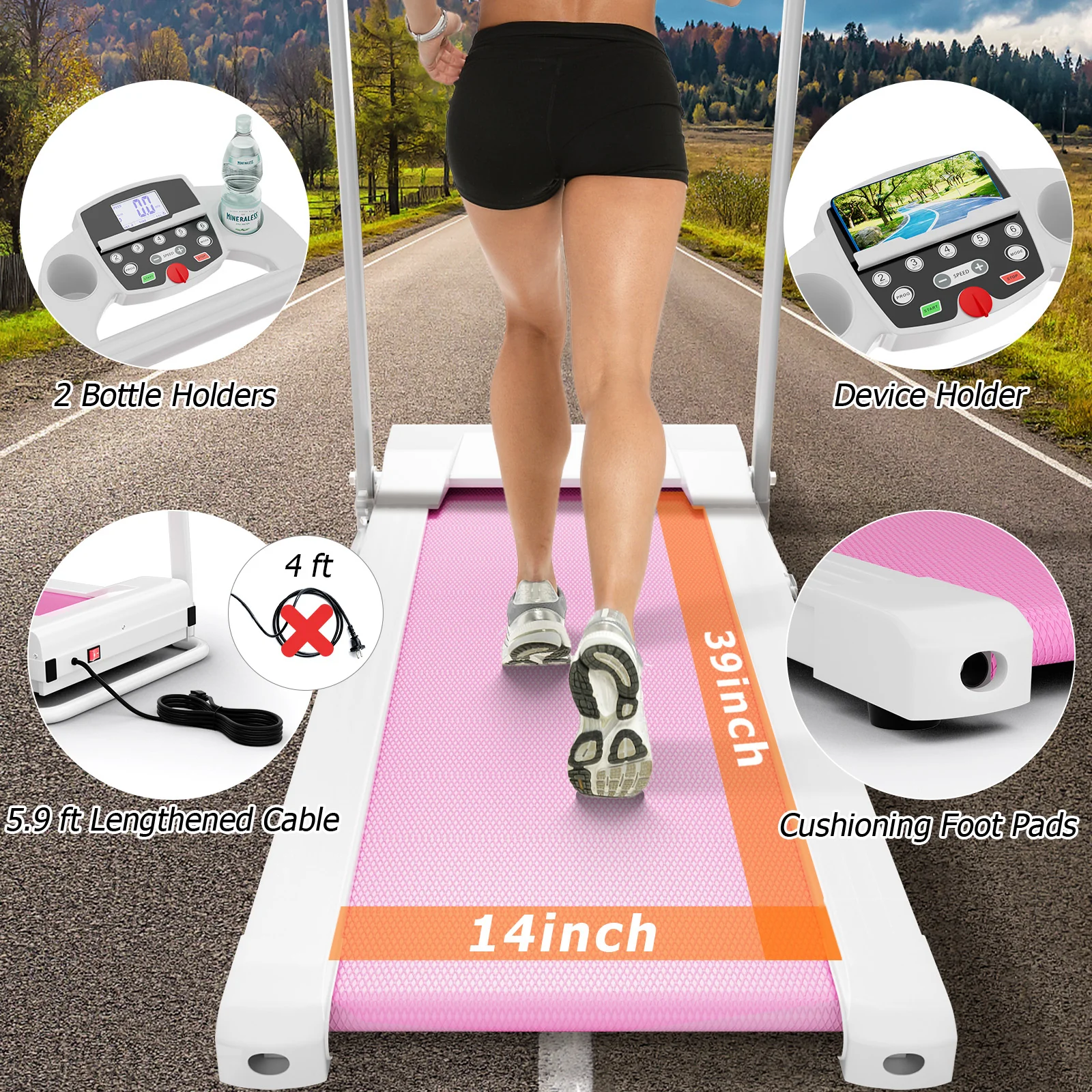 Folding Treadmill with 12 Preset Programs and LCD Display - Image 11