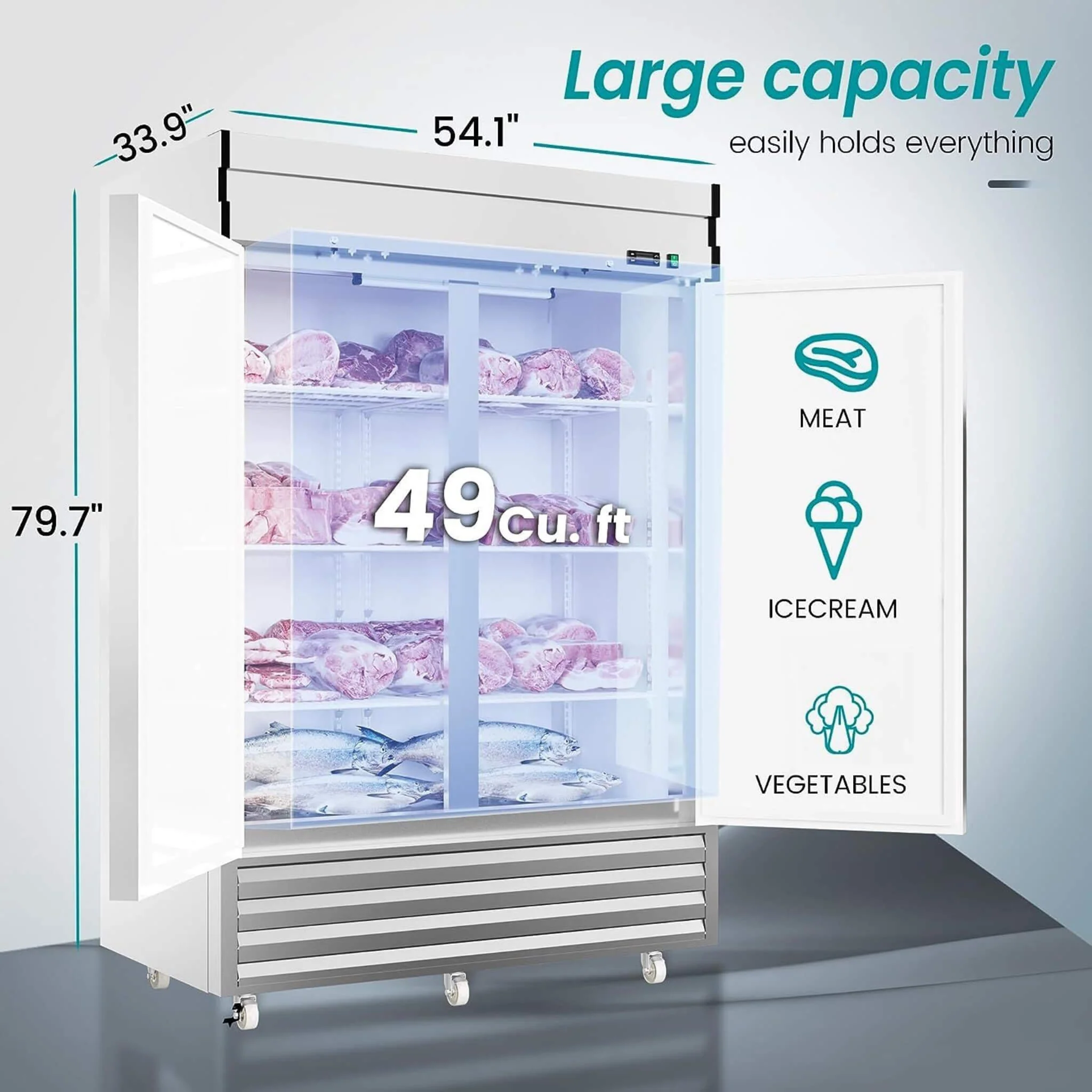 Heavy-Duty 54" 2-Door Stainless Steel Commercial Freezer With OmniSmart Temperature Control - Image 5