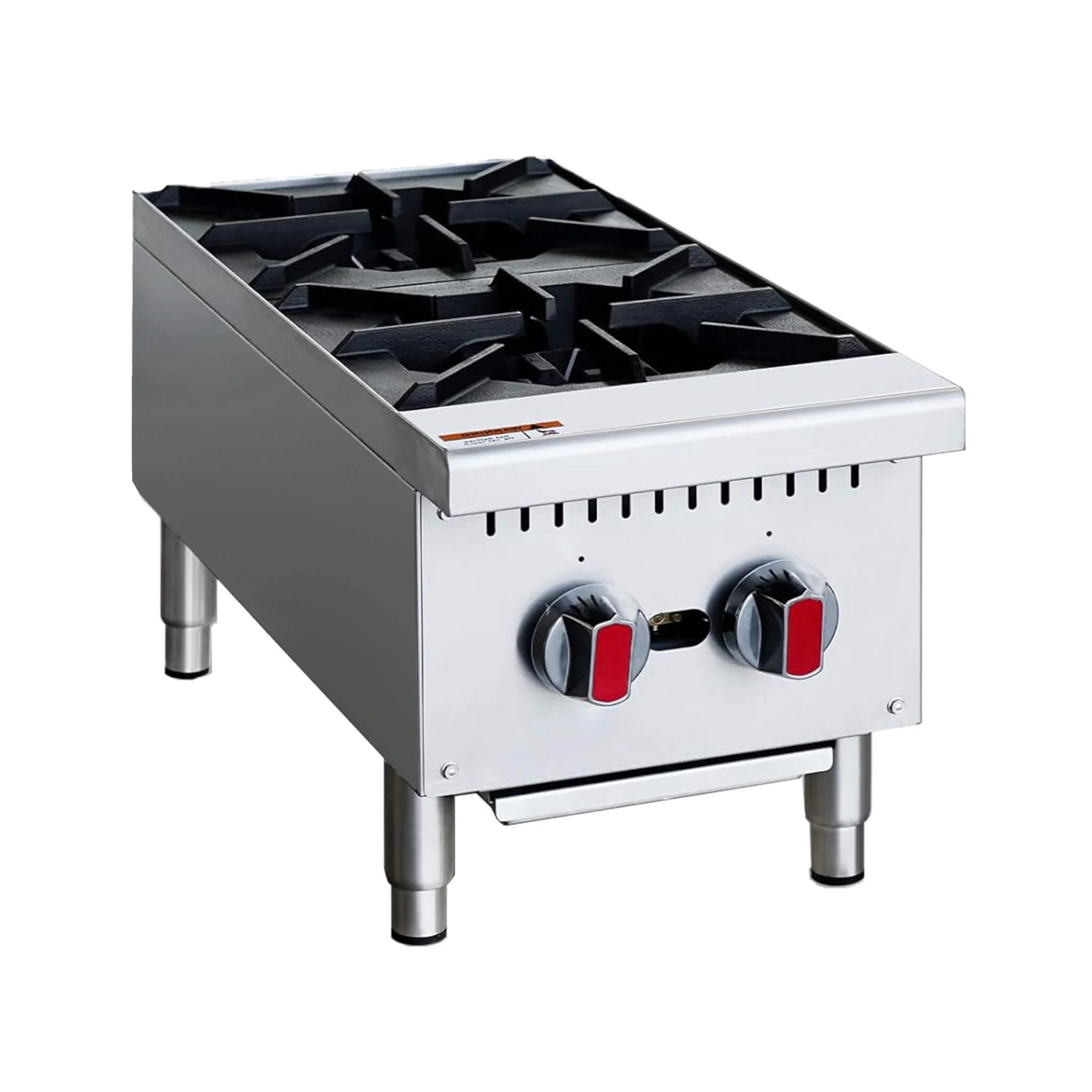 Heavy-Duty Stainless Steel Commercial 2-Burner 50K BTU Countertop Gas Stove Range