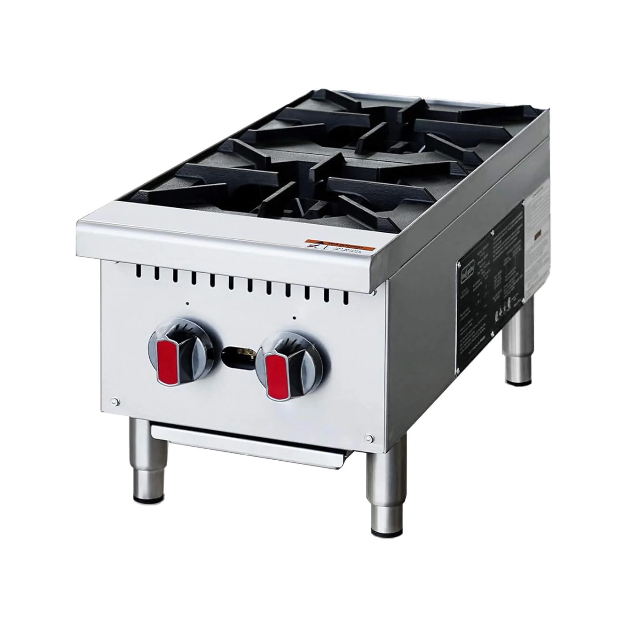Heavy-Duty Stainless Steel Commercial 2-Burner 50K BTU Countertop Gas Stove Range - Image 2