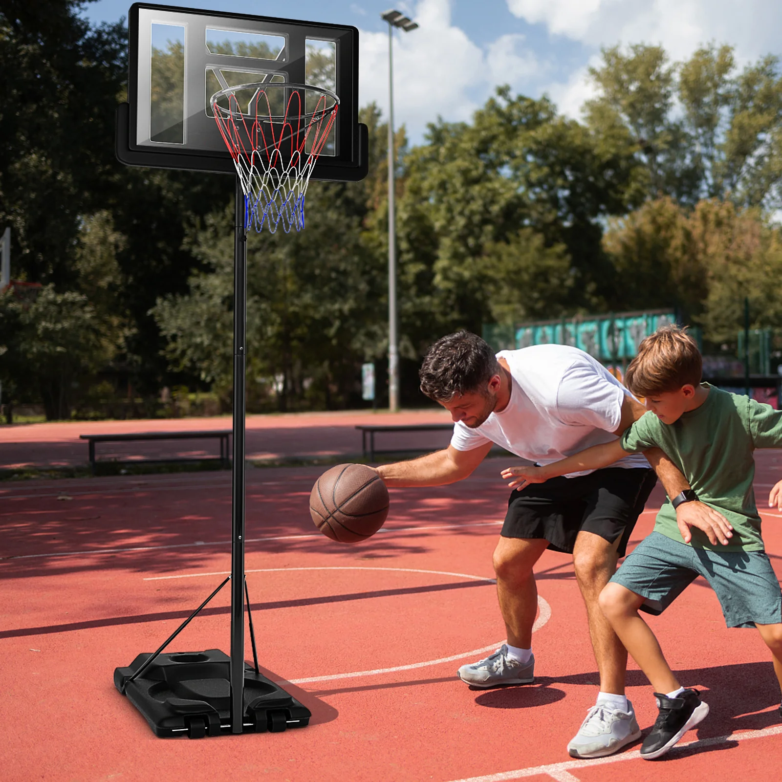 Height Adjustable Portable Shatterproof Backboard Basketball Hoop with 2 Nets - Image 2