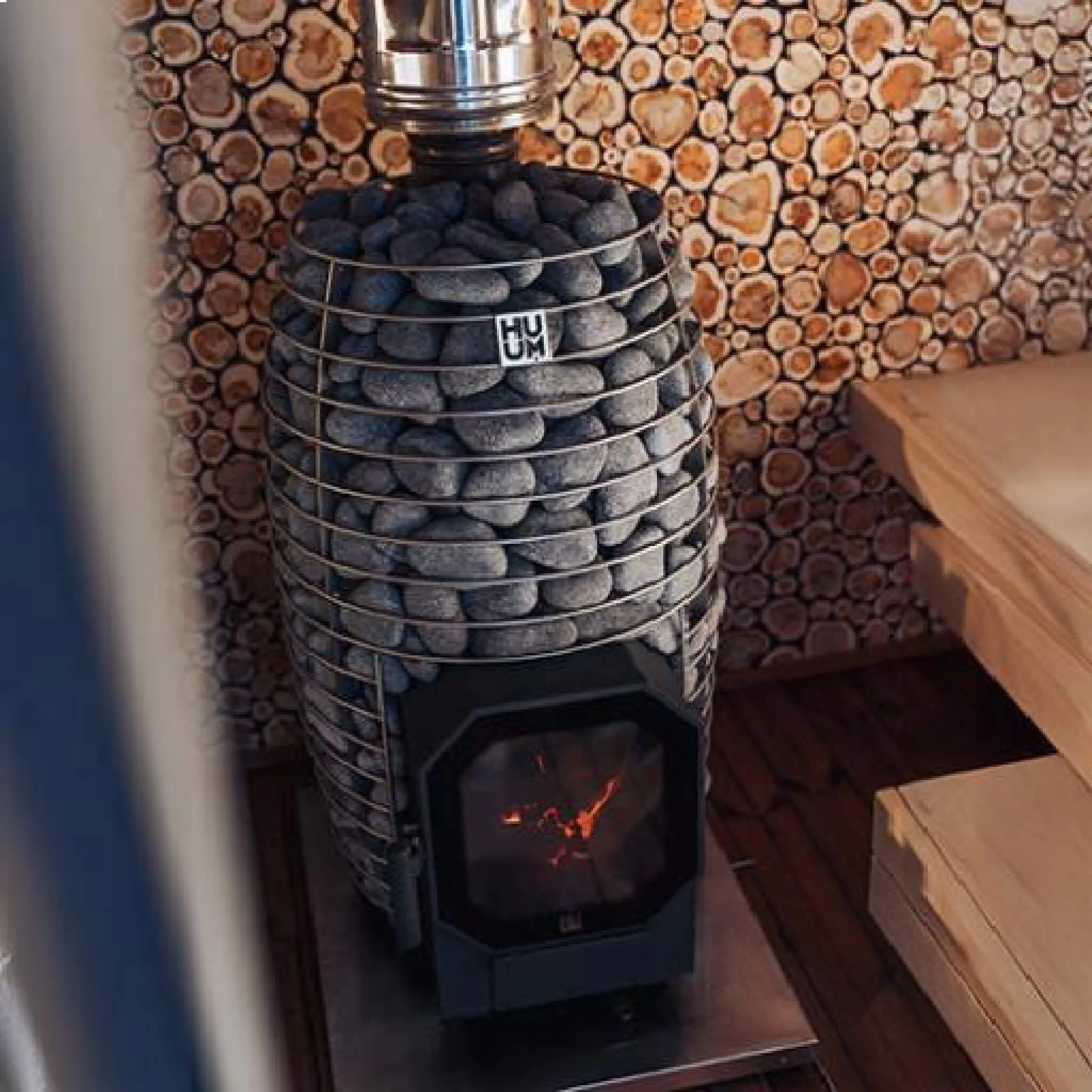 Huum Hive Flow LS 9.8KW Wood-Burning Sauna Stove With Firebox Extension & Sauna Stones - Image 4