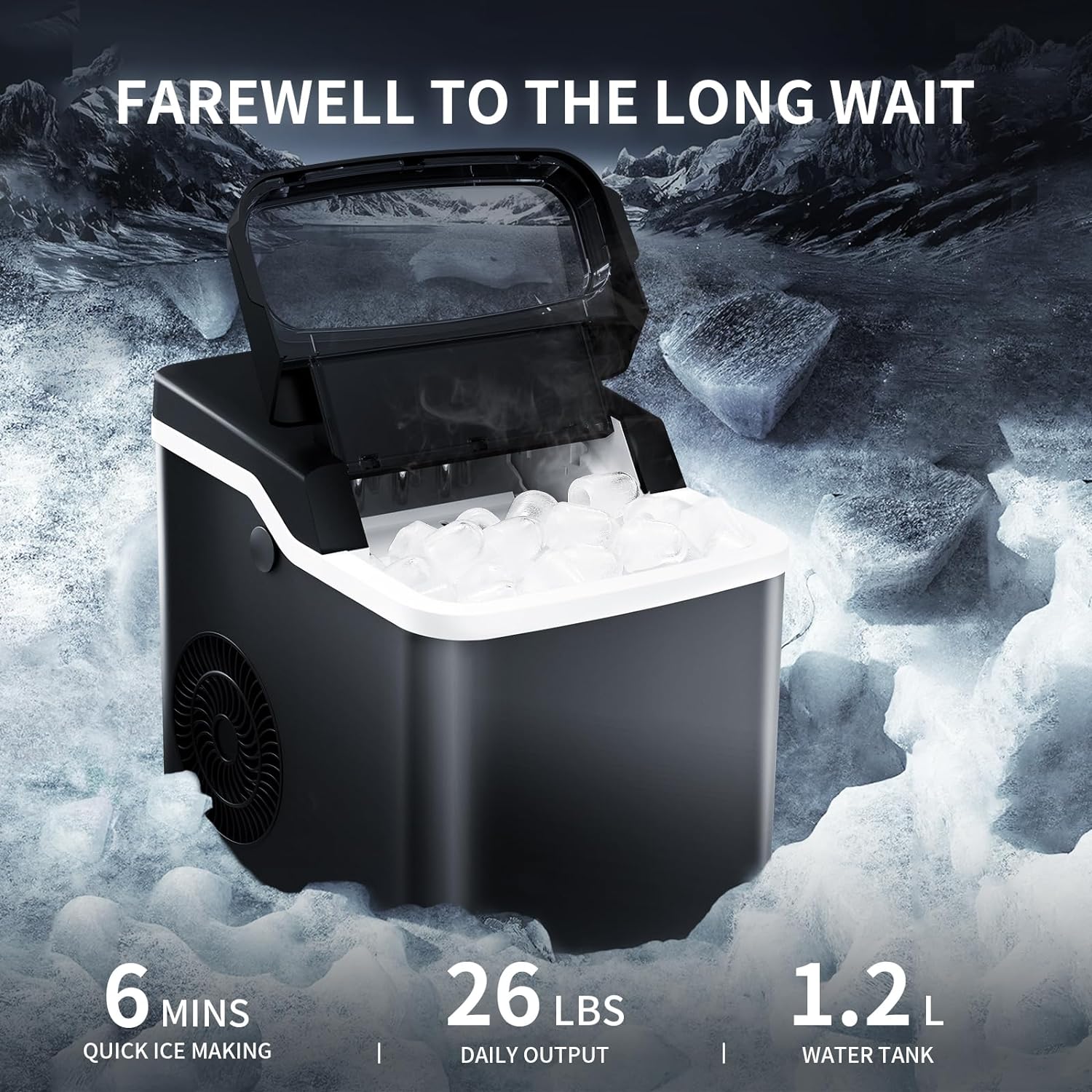 Ice Makers Countertop 26.5Lbs 24H Self-Cleaning Portable Z4701 - Image 3