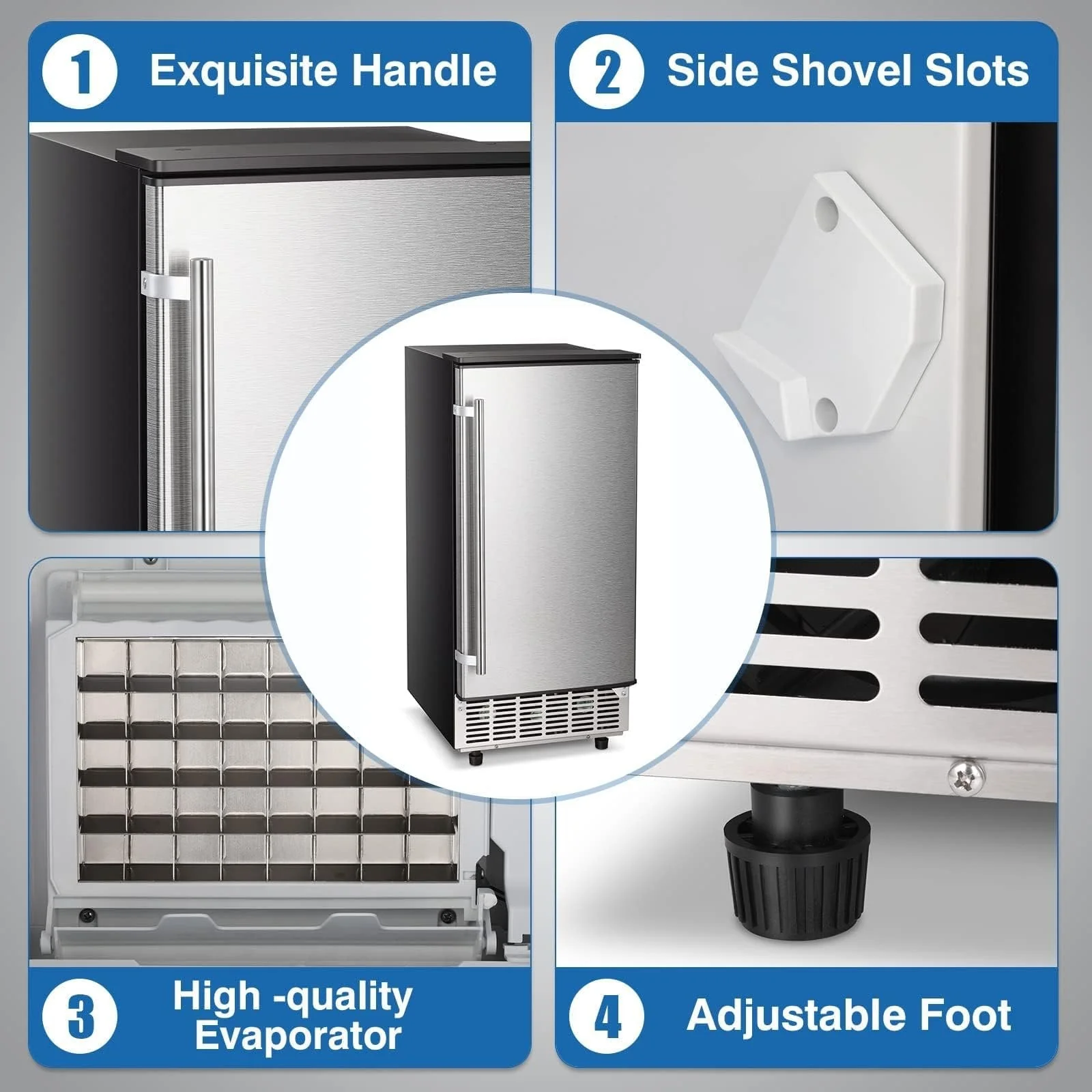 Kismile Commercial Built-in Ice Maker 80 Lbs Under Counter Ice Maker with 24HR Timer Reversible Door Ice Maker for Home & Office - Image 5