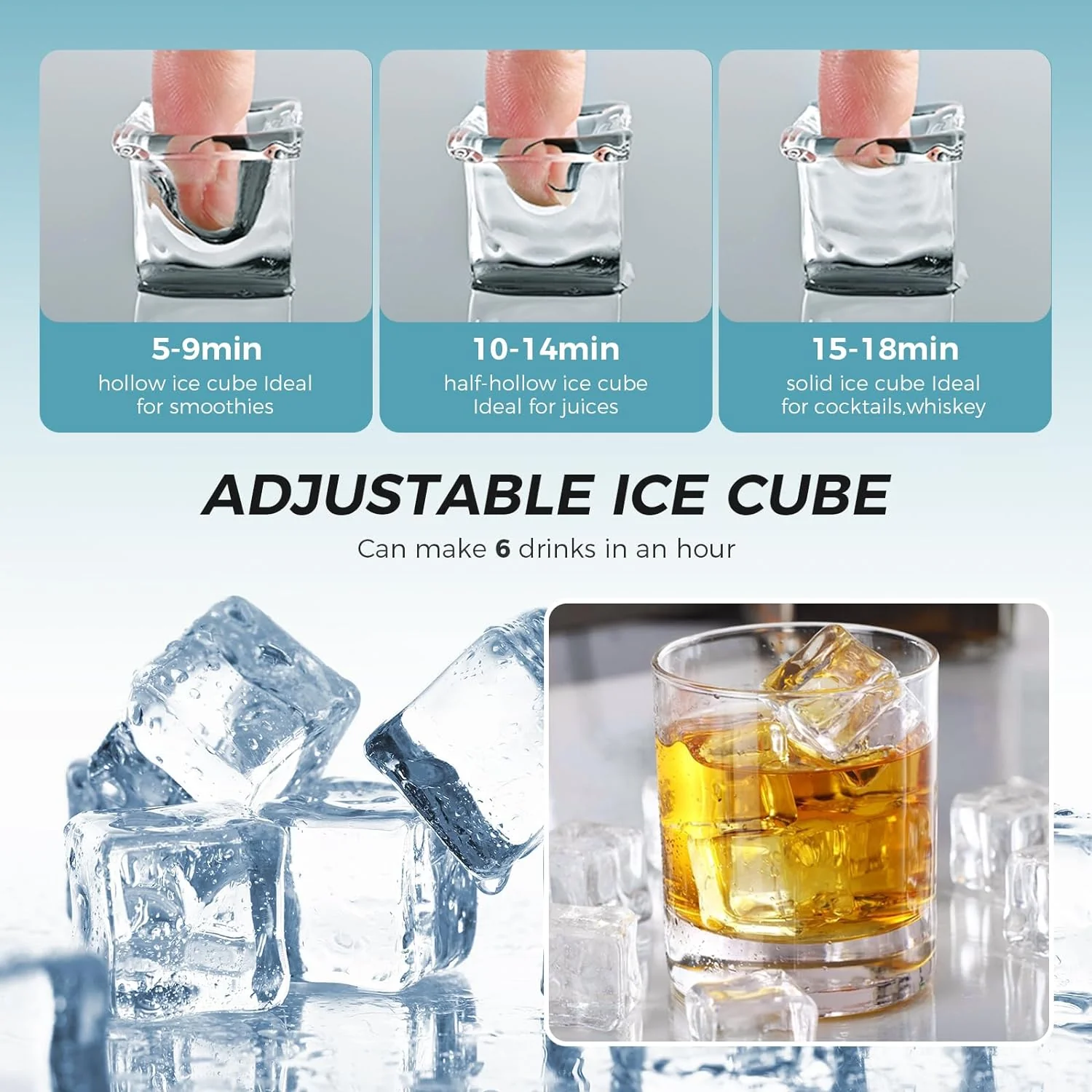 Kismile Ice Maker Countertop Portable Ice Cube Maker Machine Z5813AF - Image 6