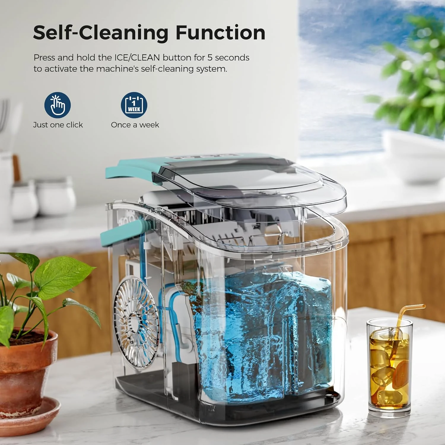 Kismile Ice Makers Countertop with Handle Z5812B - Image 7