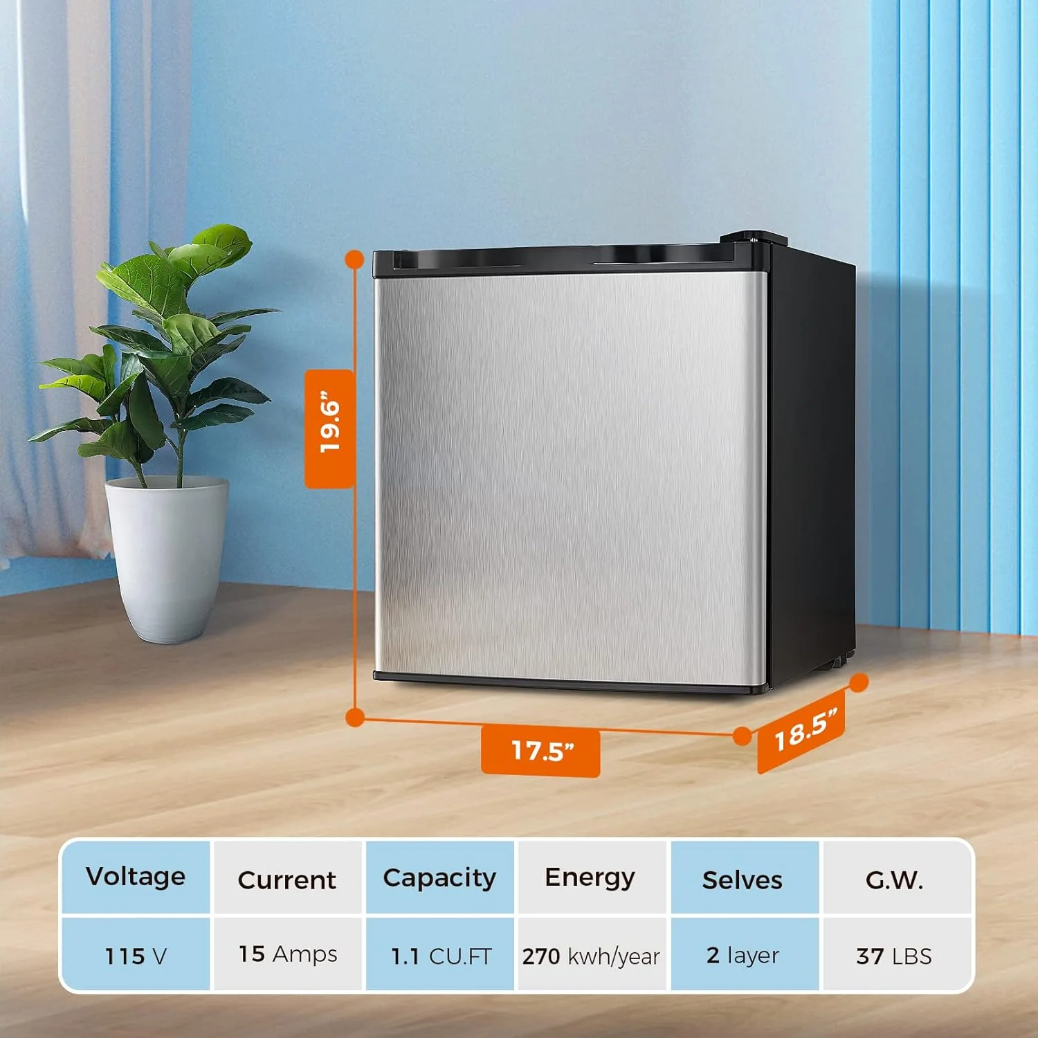 Kismile Mini Freezer,1.1 Cu.ft Upright Freezer with Reversible Single Door - Image 13