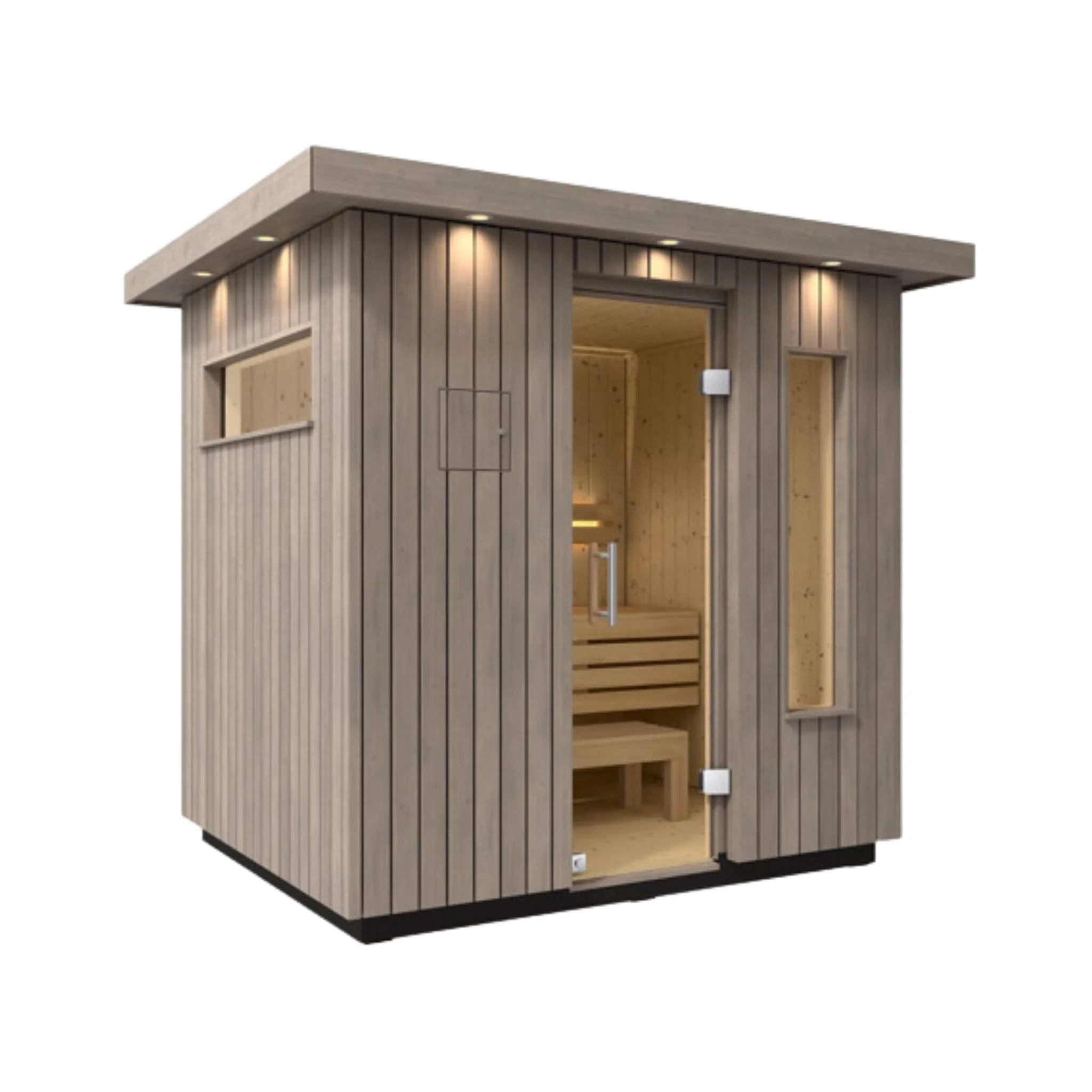 Kohler C2 Outdoor Weathered Gray Spruce Sauna Kit - Image 2