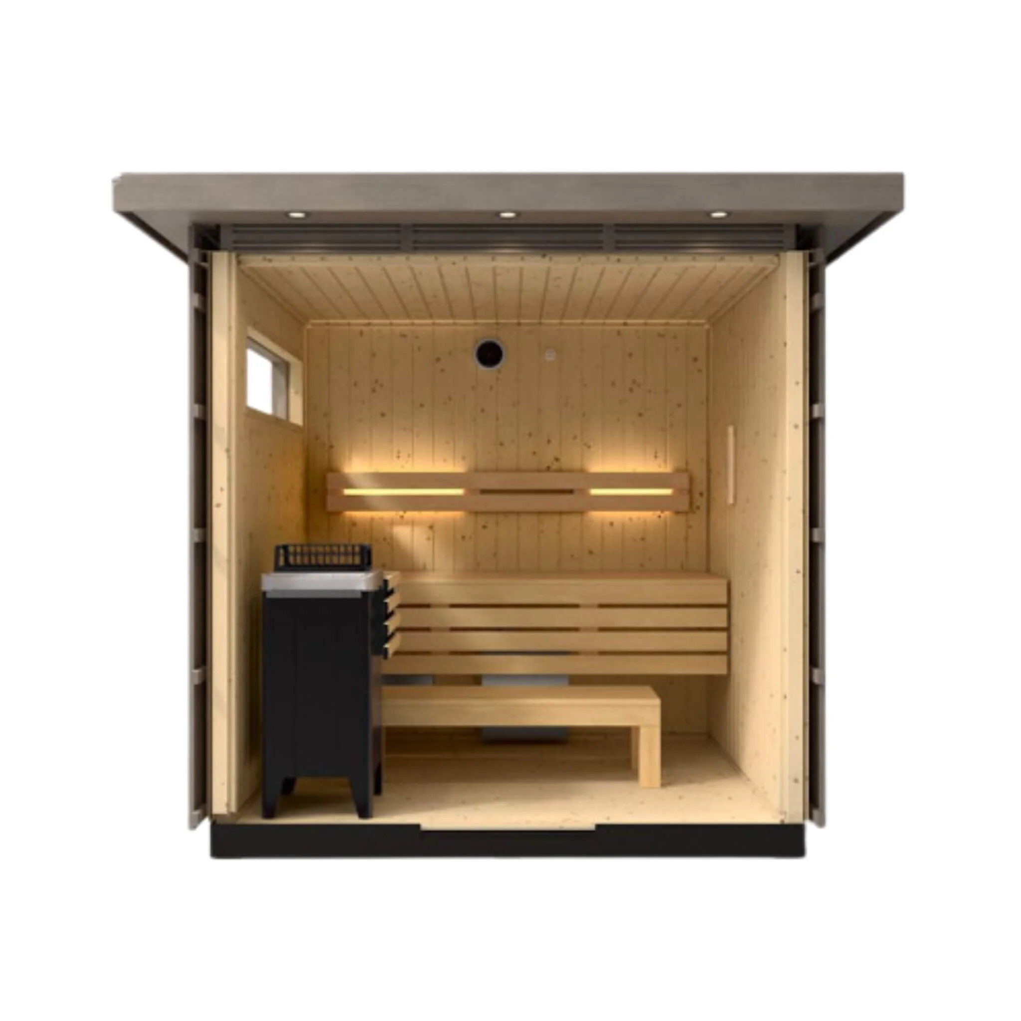 Kohler C2 Outdoor Weathered Gray Spruce Sauna Kit - Image 5