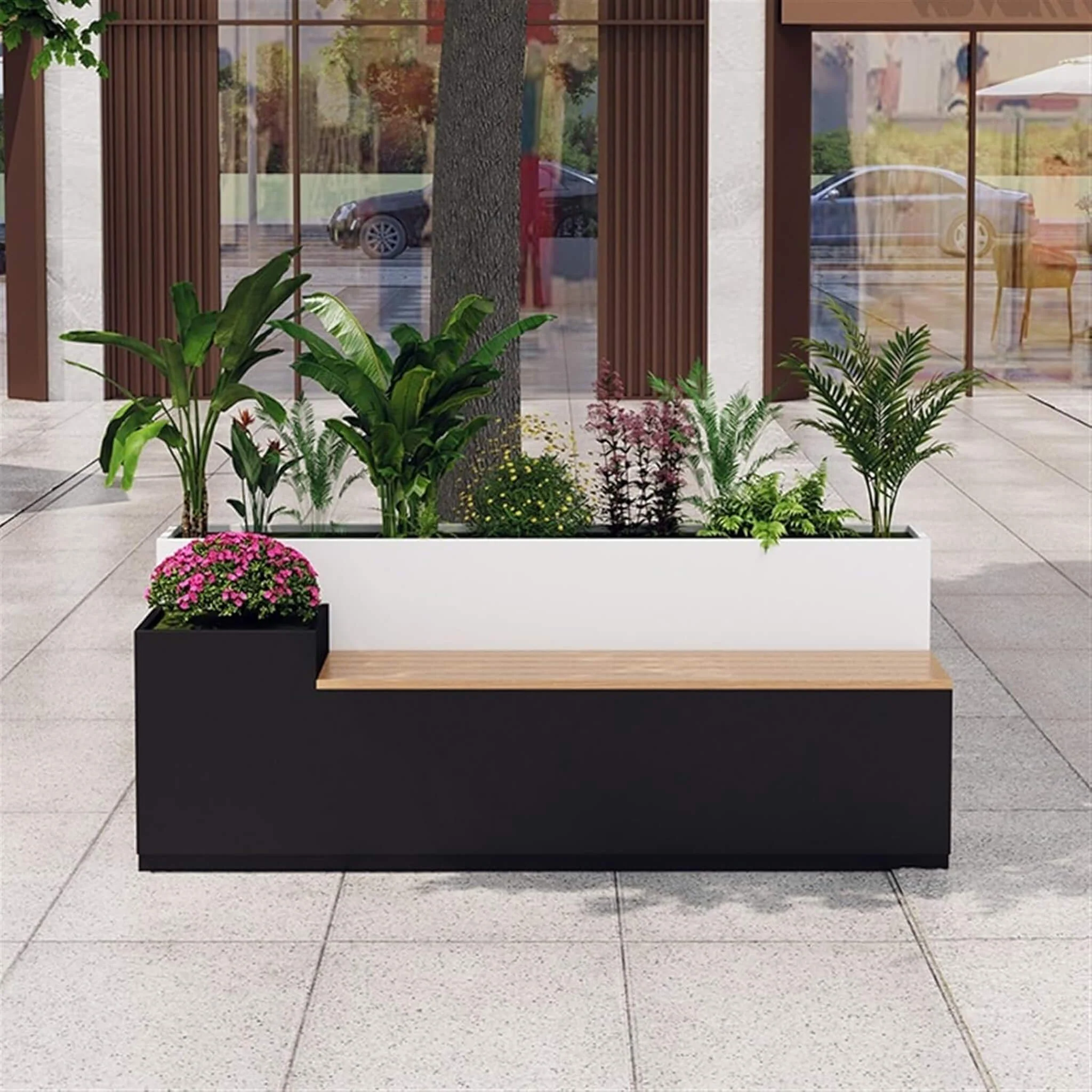 Large Outdoor All-Weather Commercial Flower Box Potting Bench