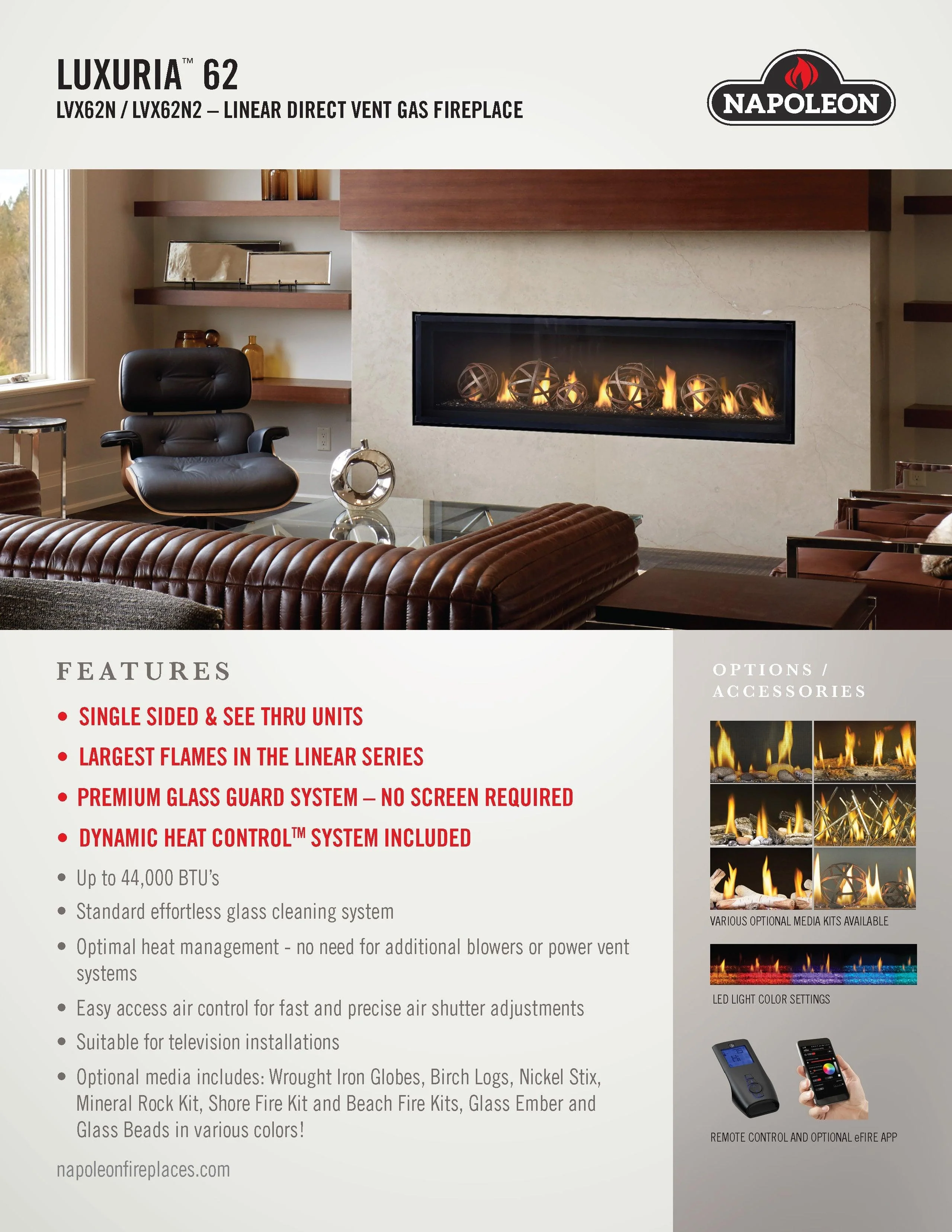 Luxuria™ Series Direct Vent Fireplaces - See Through / Single-Sided - Image 10