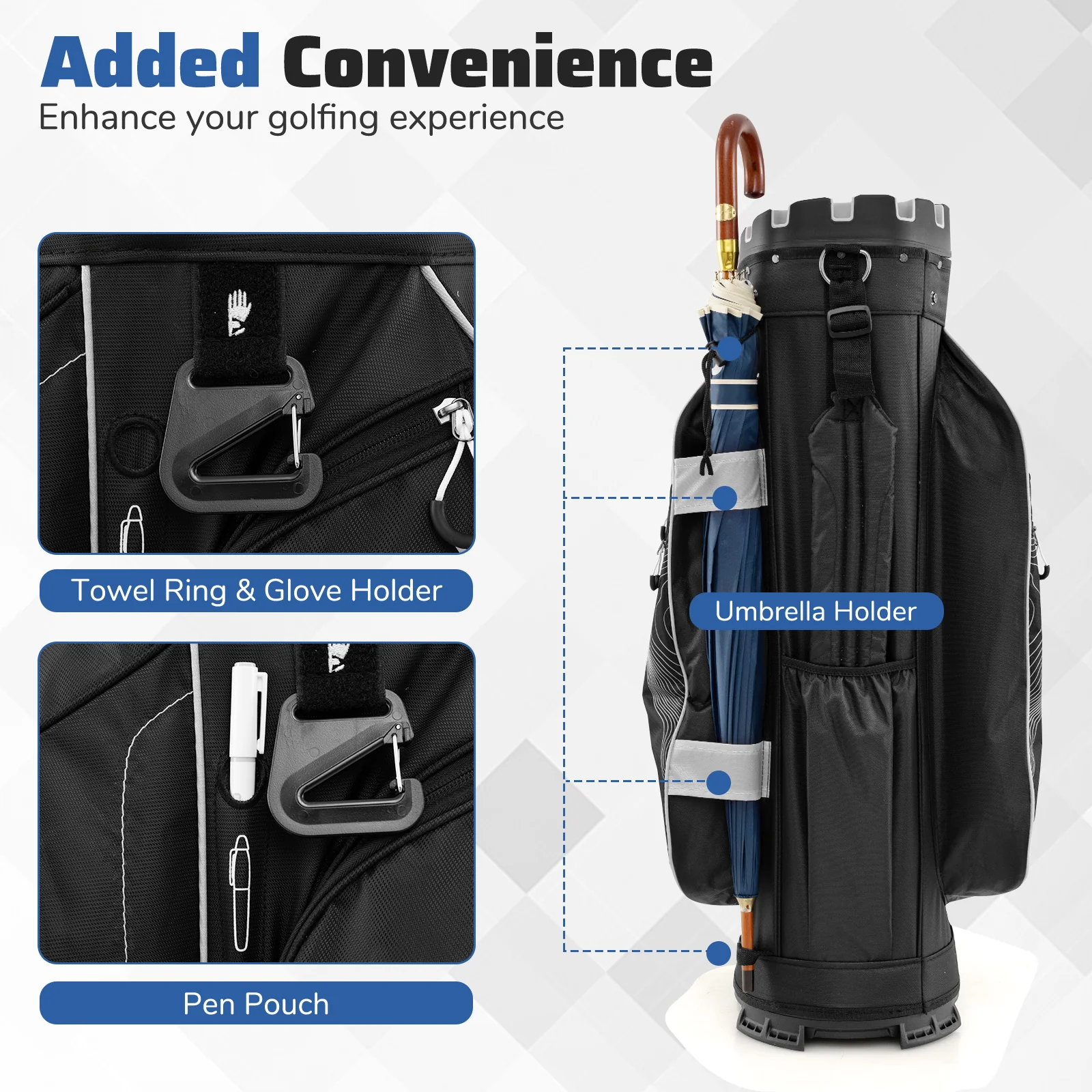 Molded Lock Top Golf Cart Bag with 14-Way Full Length Dividers and 11 Pockets - Image 18