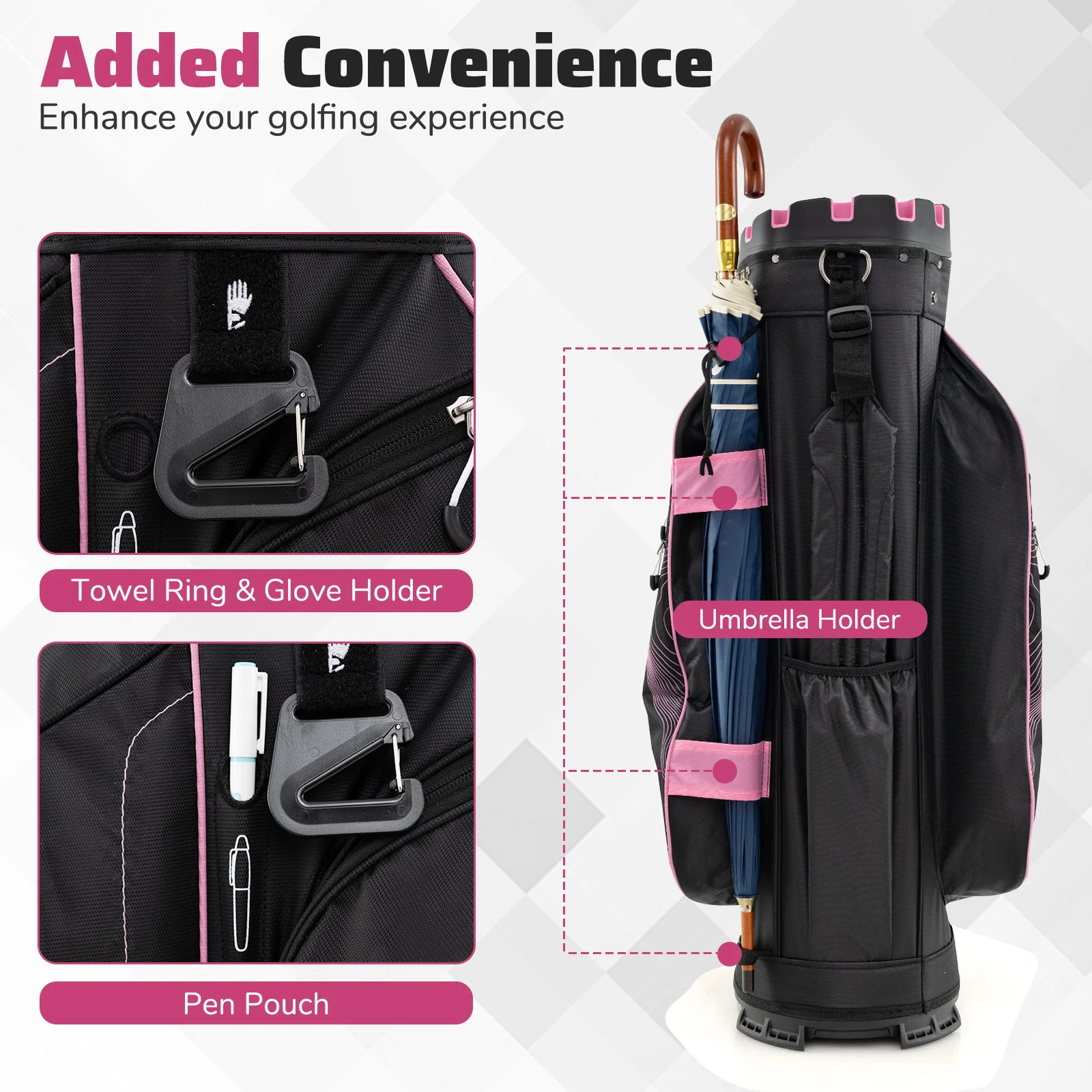 Molded Lock Top Golf Cart Bag with 14-Way Full Length Dividers and 11 Pockets - Image 7
