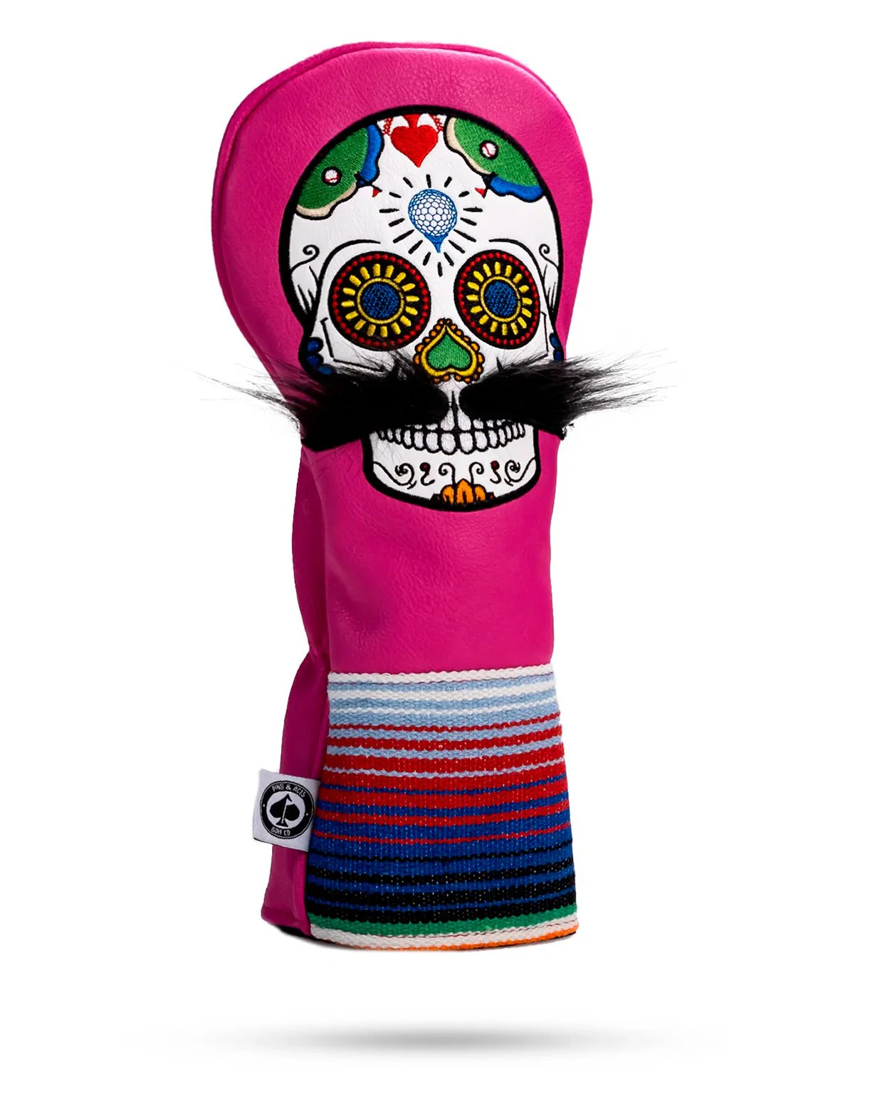 Mustache Sugar Skull - Driver Cover Pink - Image 2
