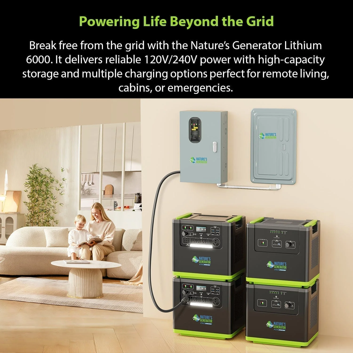 Nature's Generator Lithium 6000 with Solar Panels and Wind Turbine - Image 14