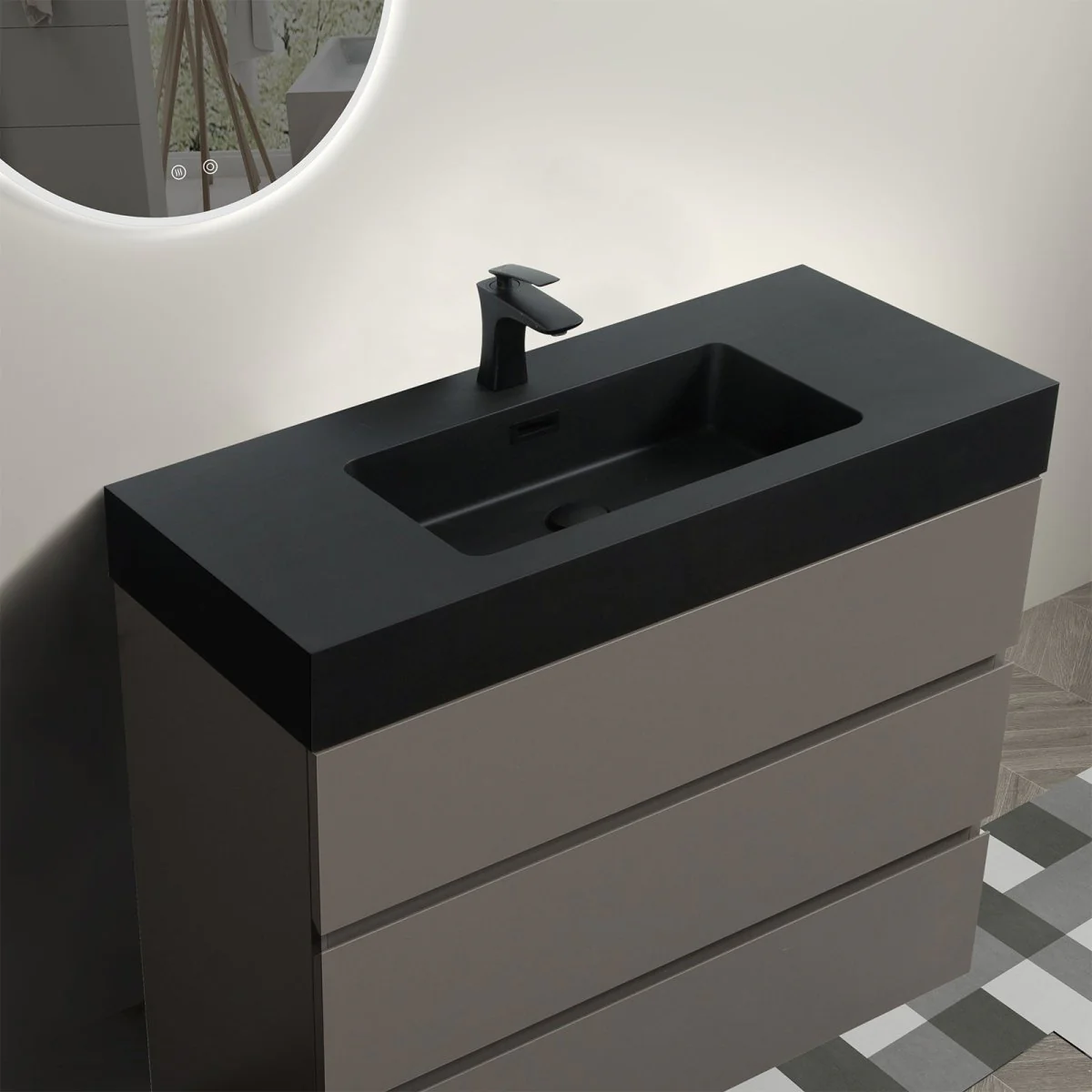 Nuvia 36 Inch Premium Modern Freestanding One-Piece Bathroom Vanity Set Without Drain And Faucet - Image 7