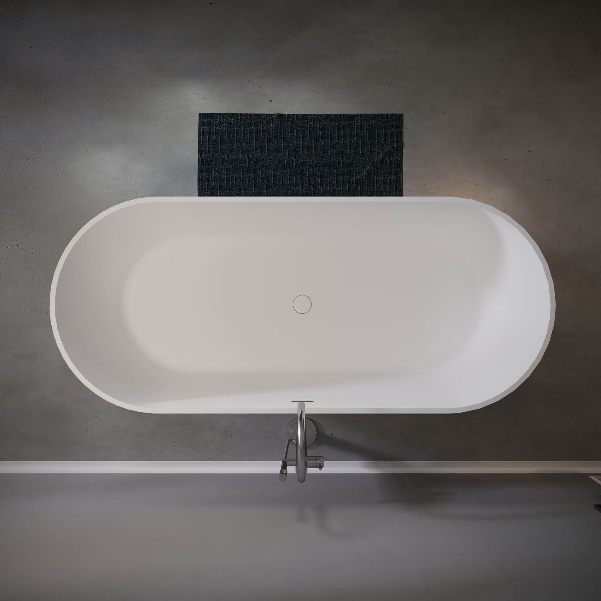 Nuvia 59-Inch Luxury Solid Surface Matte White Freestanding Soaking Tub - Image 6