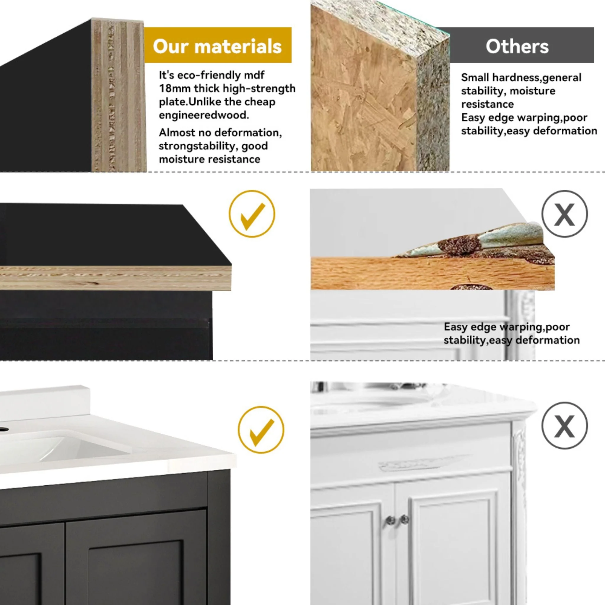 Nuvia 60-Inch Black Bathroom Vanity with Soft Close Doors and Drawers Storage - Image 10