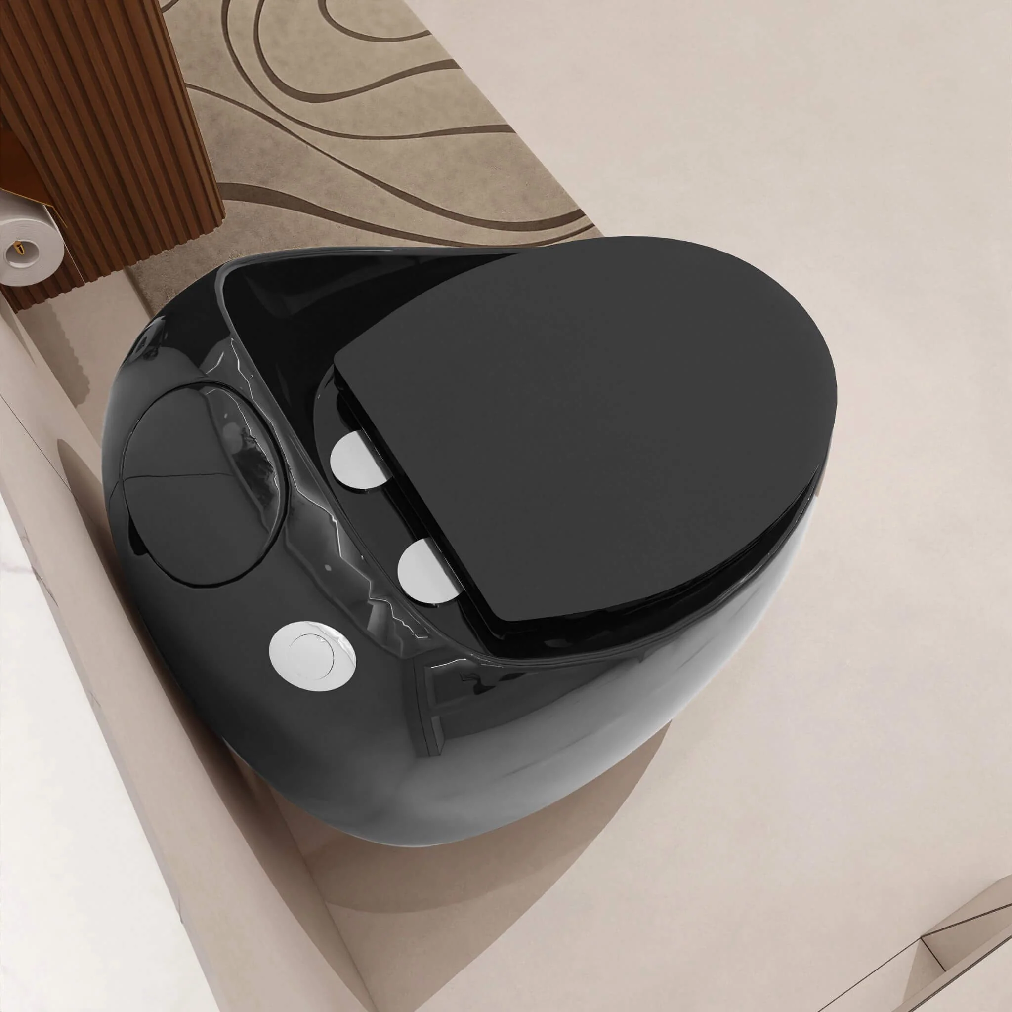 Nuvia Modern 1.28 GPF Single Flush 1-Piece Ceramic Egg-Shaped Toilet - Image 6