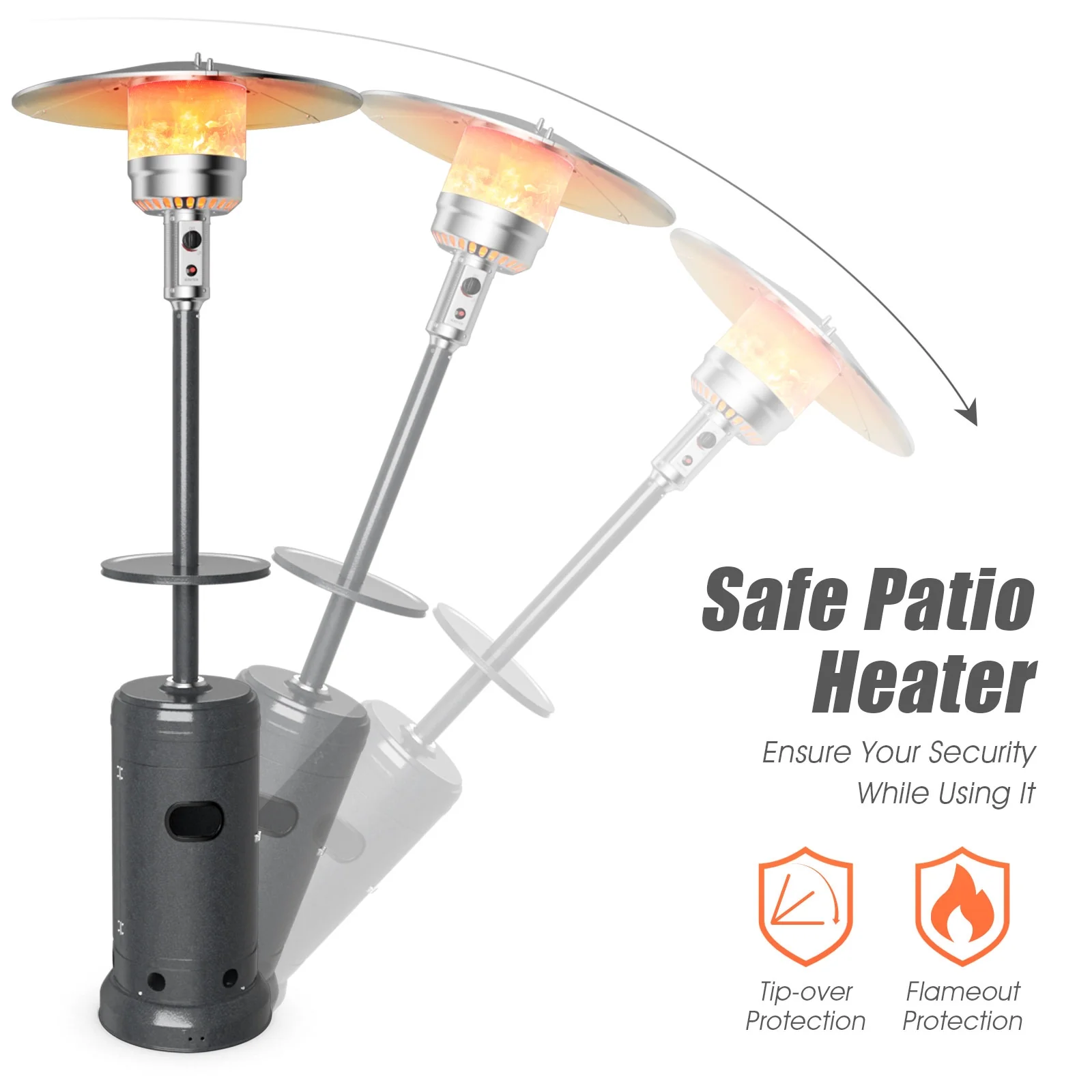 Outdoor Heater Propane Standing LP Gas Steel with Table & Wheels - Image 5