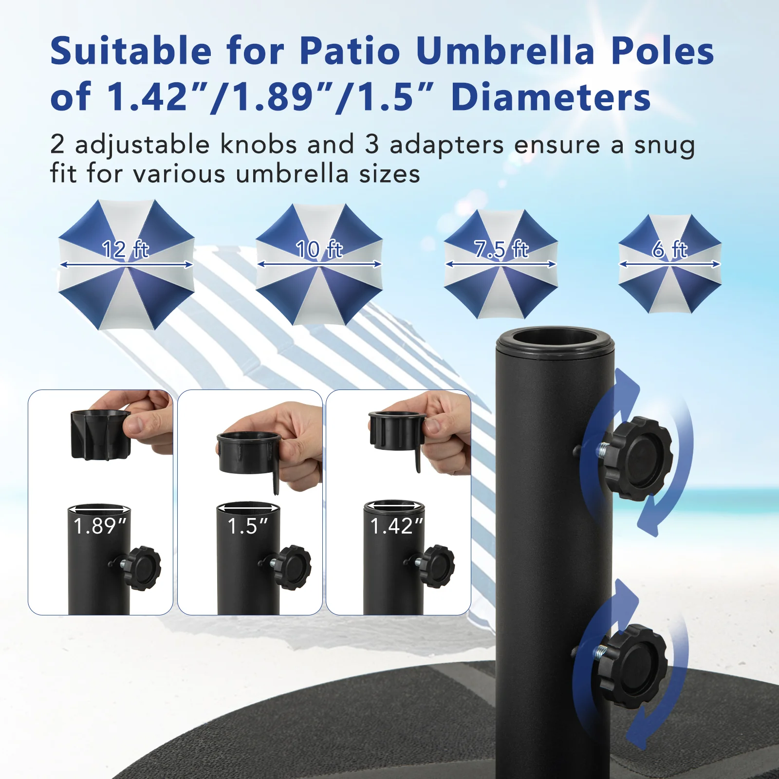 Patio Umbrella Base 88LBS Capacity Water and Sand Fillable Market Table Umbrella Stand - Image 8