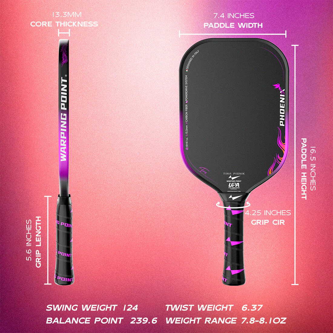 Phoenix Pickleball Paddle - 13.3MM - Image 6