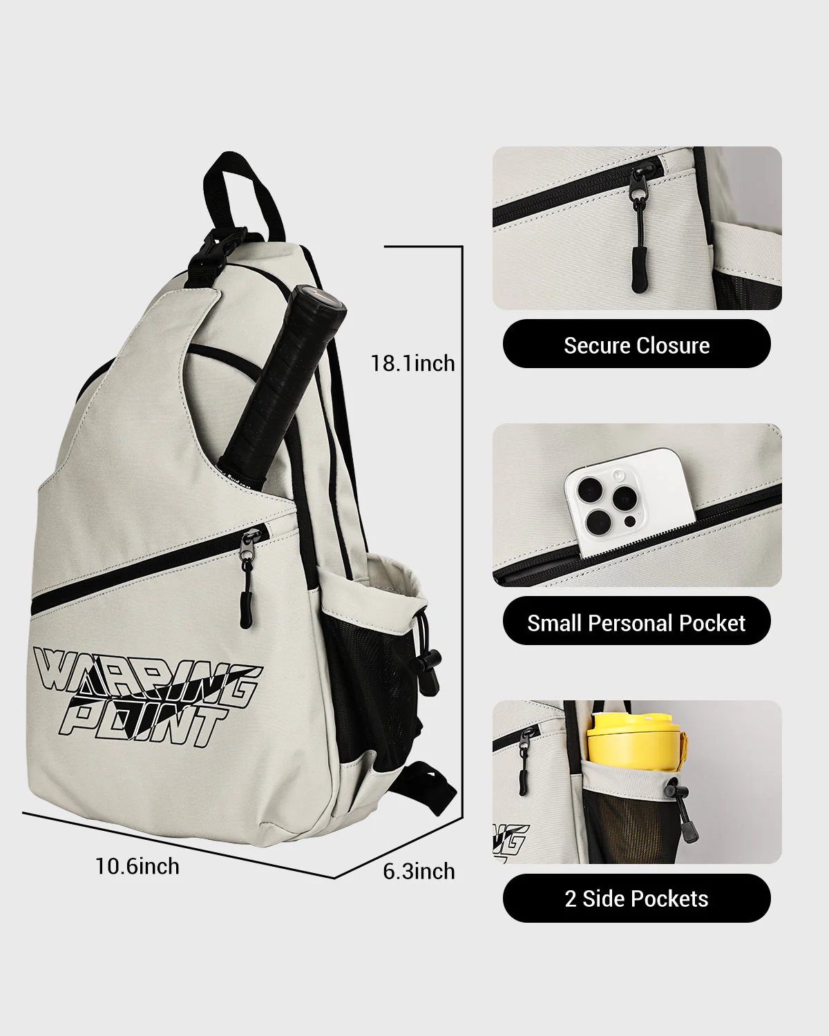 PICKLEBALL SLING BAG - GREY - Image 4
