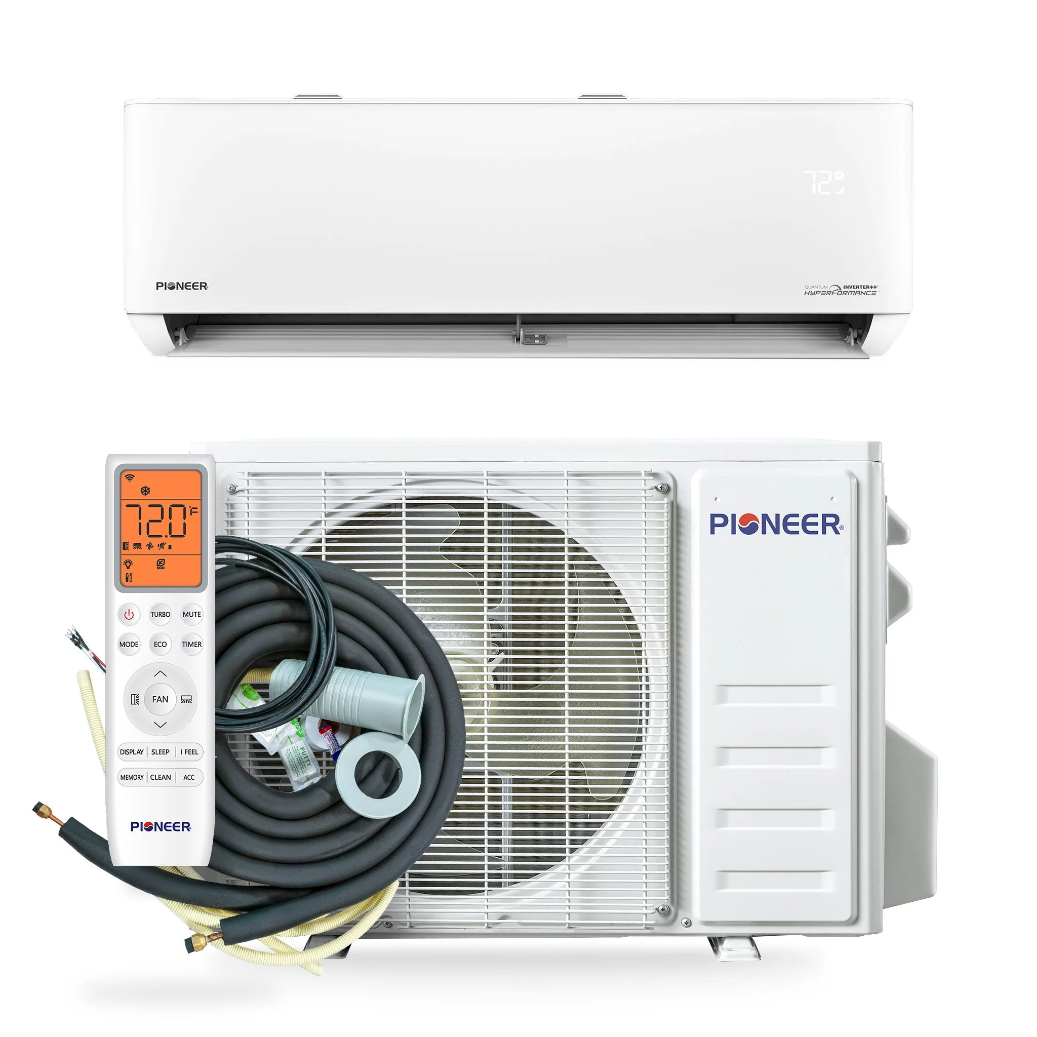 Pioneer® Quantum Hyperformance™ 24,000 BTU 22.5 SEER2 230V High-Wall Ductless Energy-Star Mini-Split Air Conditioner Inverter Hyper Heat Pump Full Set - Image 3