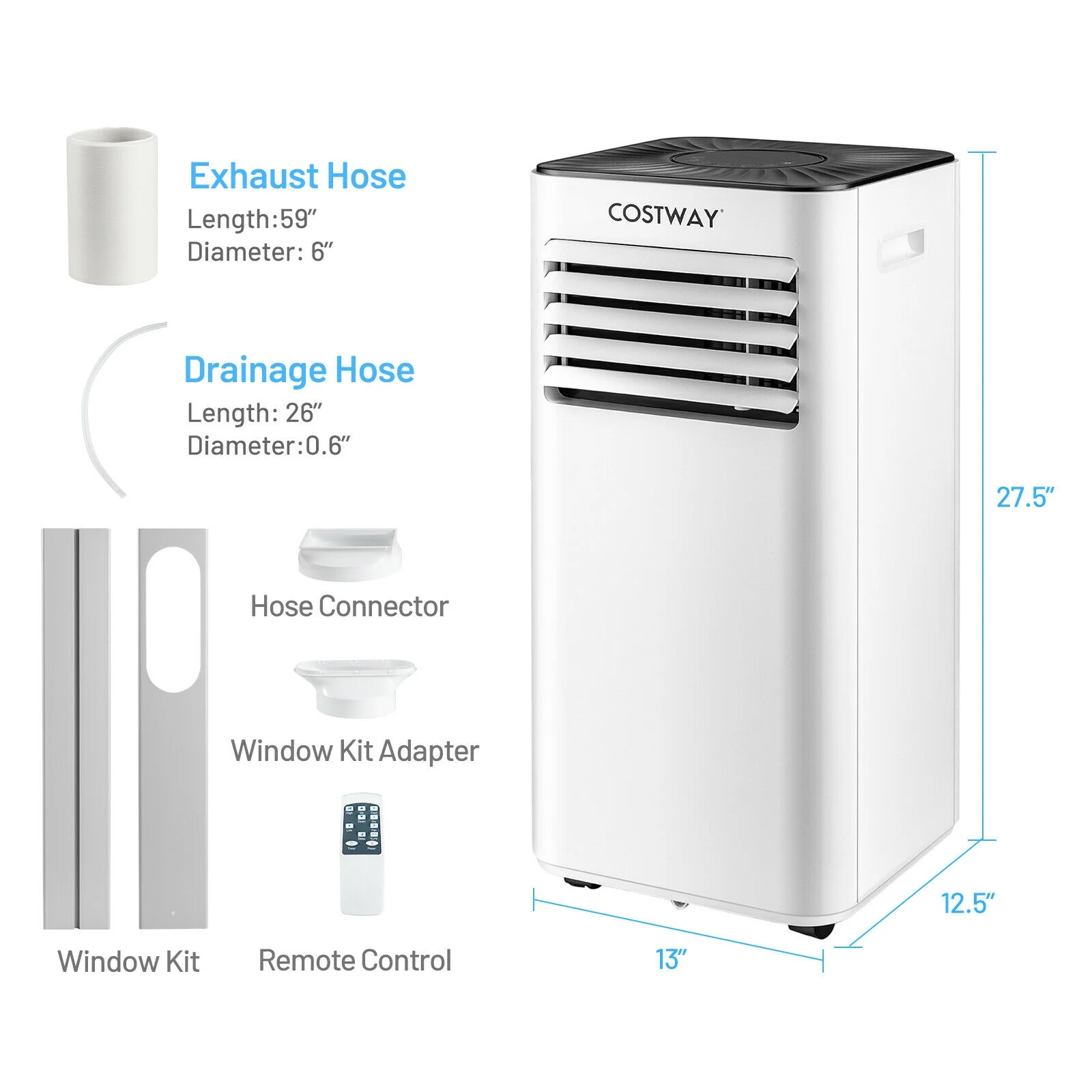 Portable Air Conditioner 10000 BTU Evaporative Air Cooler Dehumidifier with 24 tmer-White - Image 4