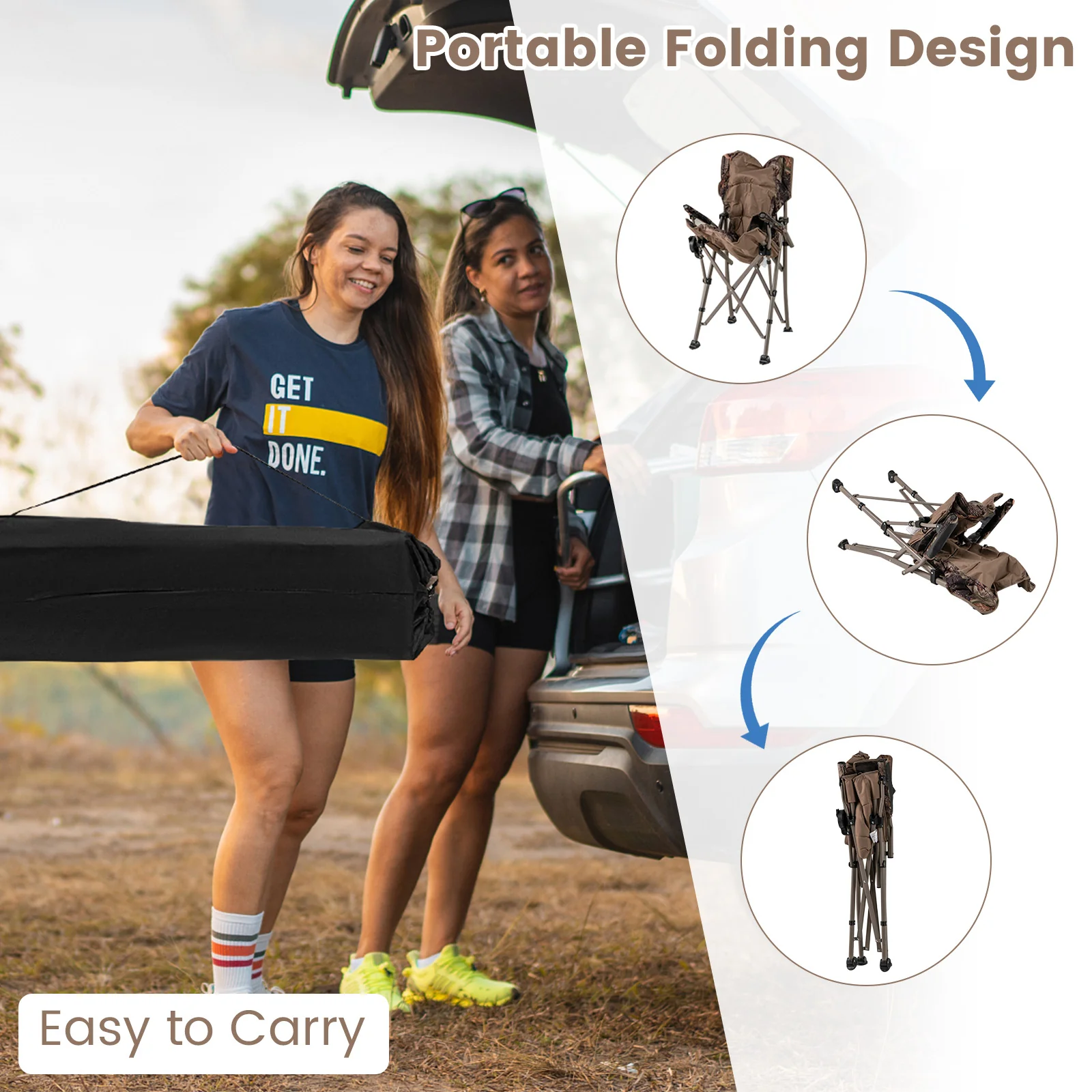 Portable Camping Chair with 400 LBS Metal Frame and Anti-Slip Feet - Image 8