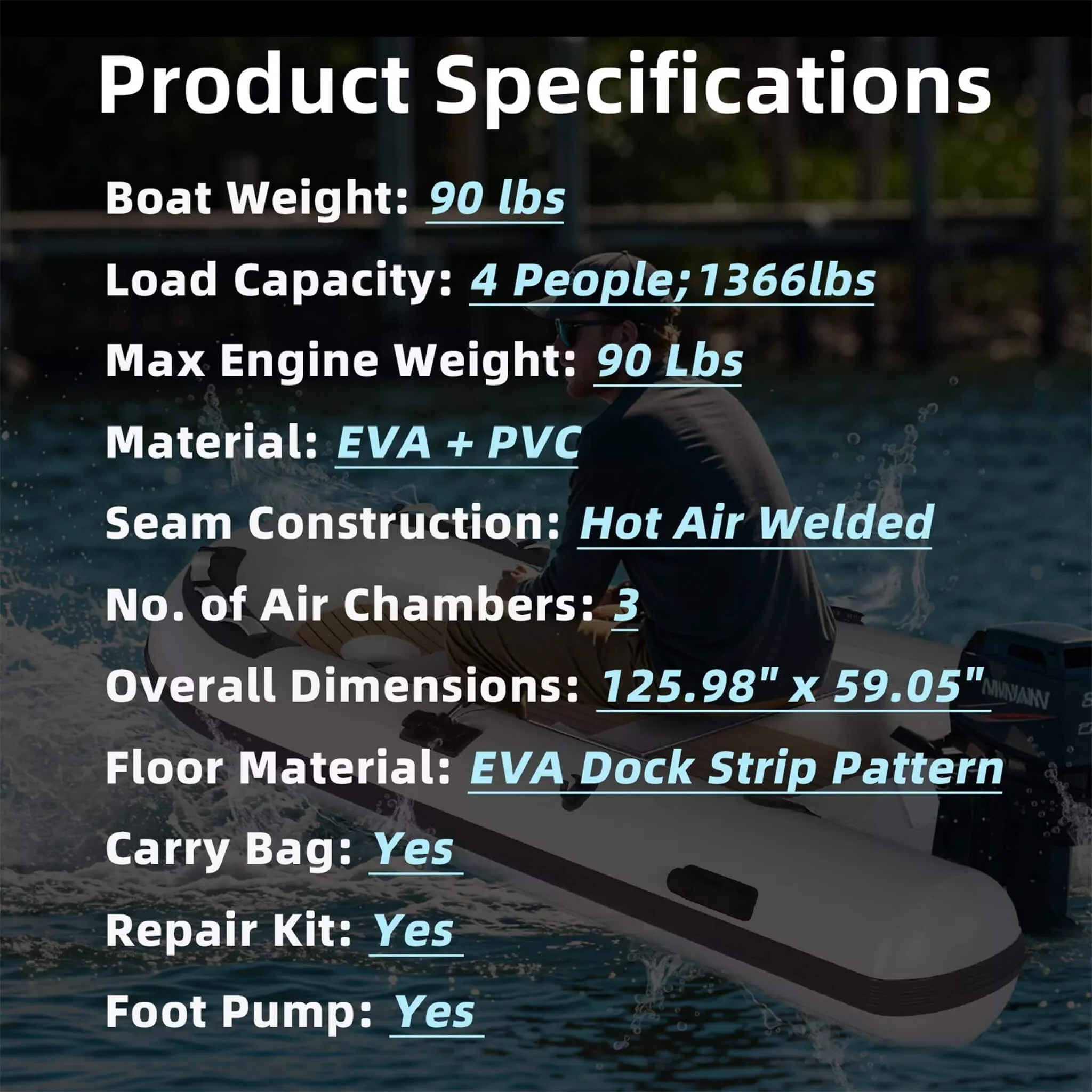Portable Inflatable Dinghy Boat Kit With Accessories - Image 9