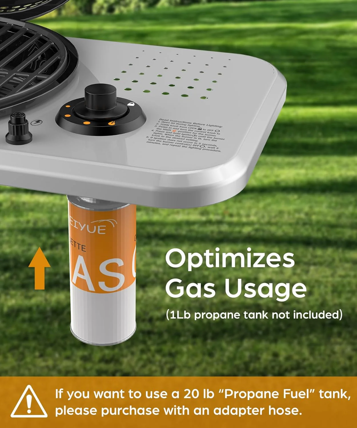 Portable Propane Gas Grill 15K BTU - 348 SQ Inch Cooking Areas for Outdoor Camping / Tailgating / Picnic - Image 6