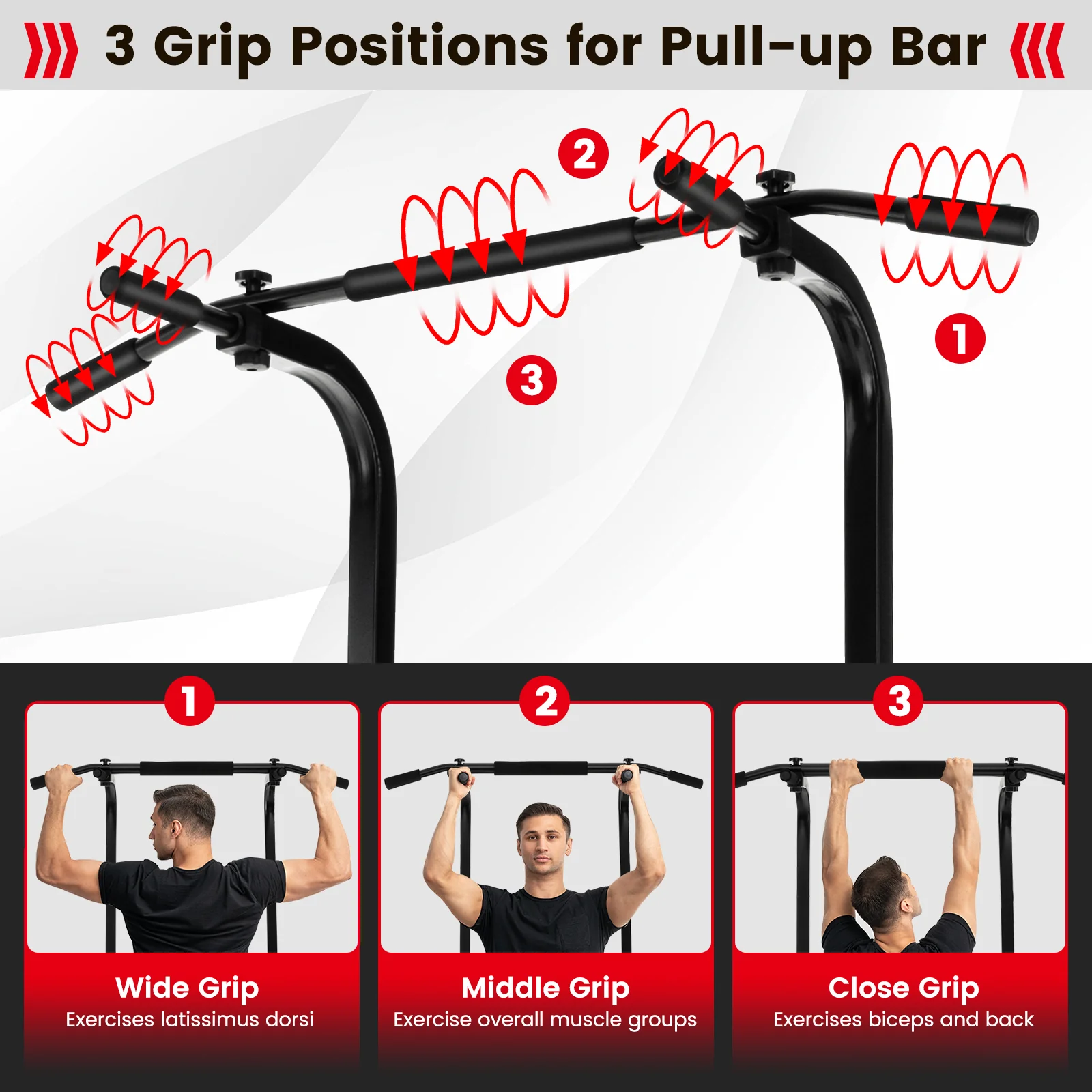 Power Tower Pull Up Bar Stand with Adjustable Heights and Bench - Image 6