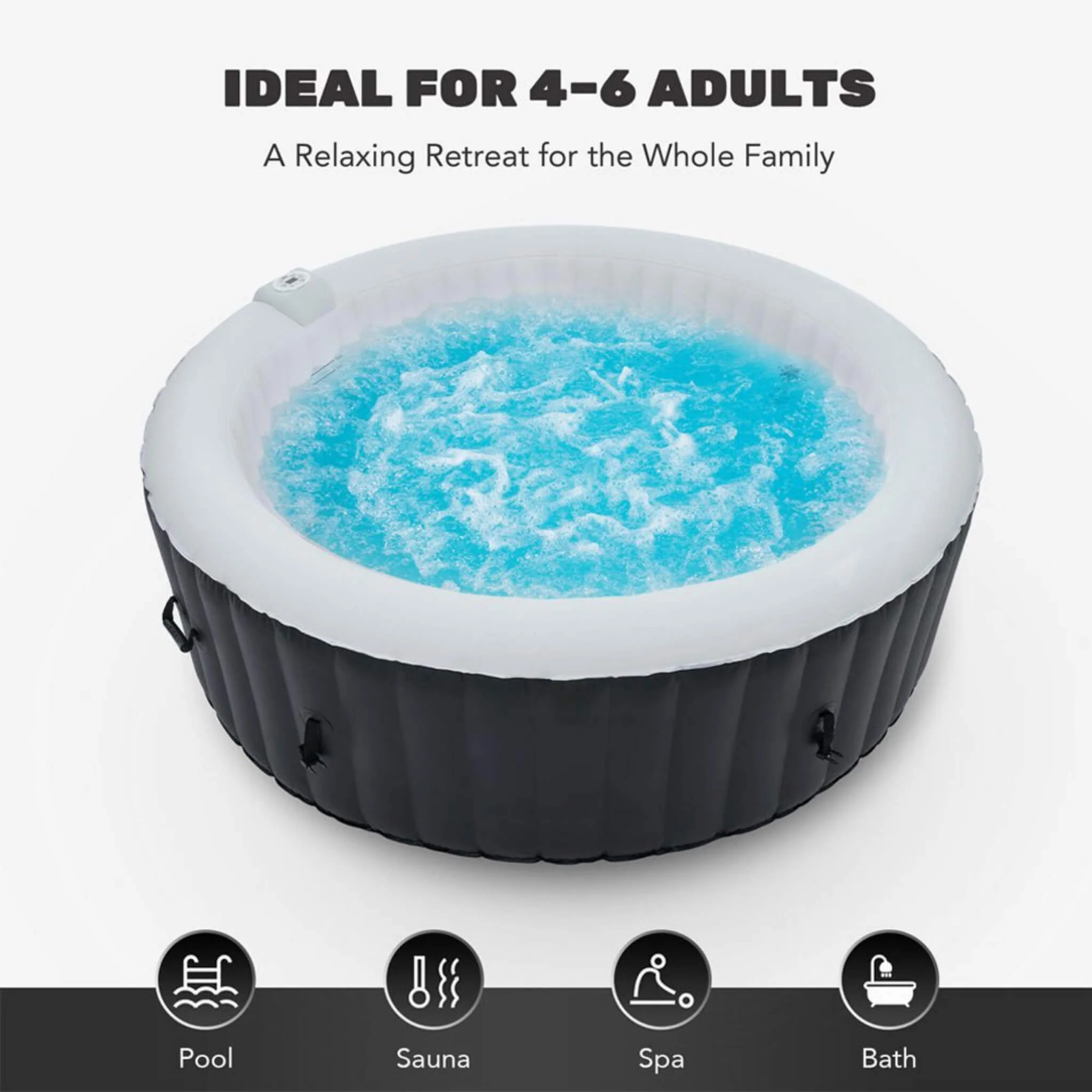 Premium Blow Up 6 Person Sauna Pool Hot Tub with 130 Jets, 7FT - Image 7